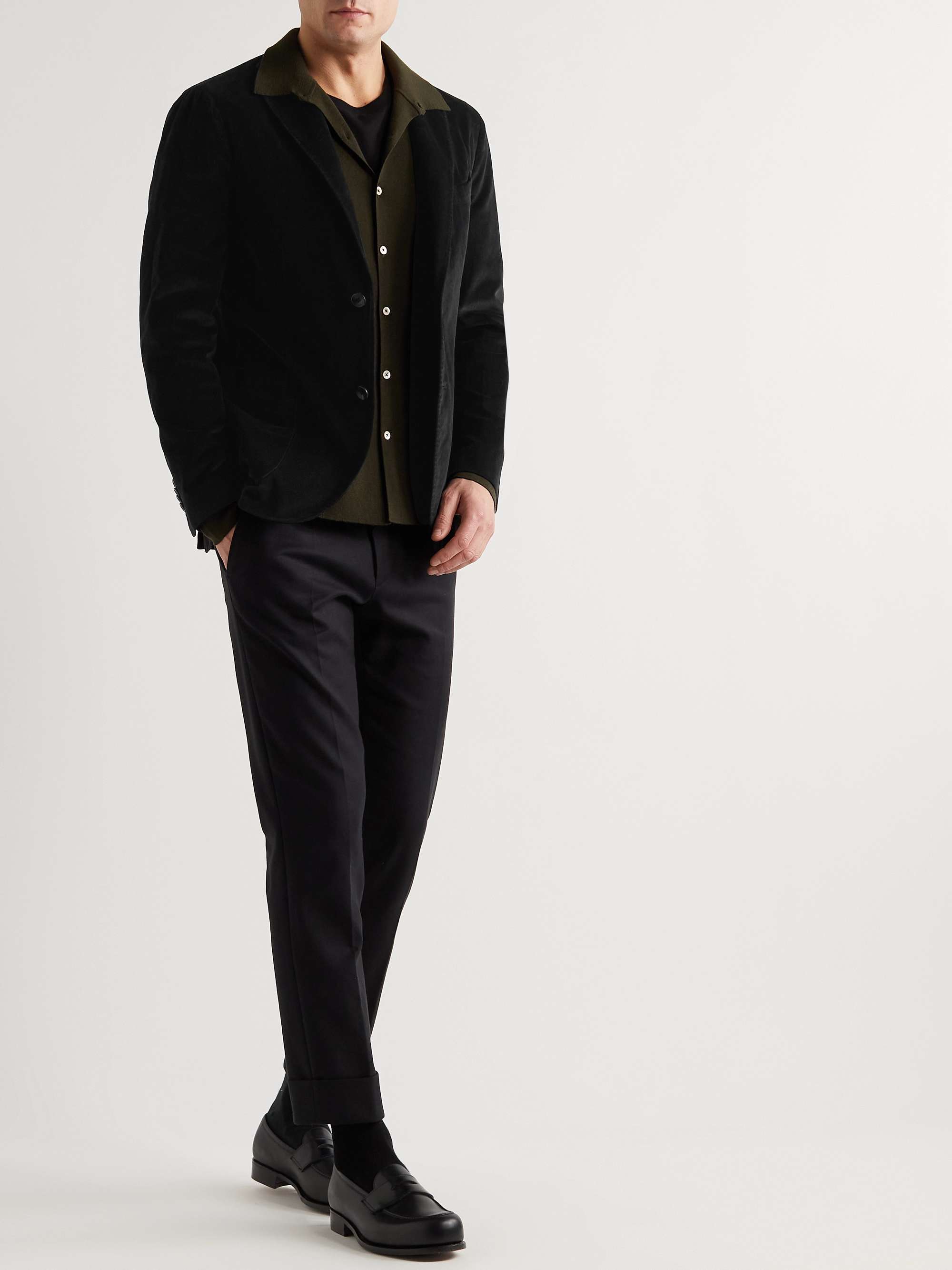 BOGLIOLI Unstructured Garment-Dyed Cotton-Velvet Suit Jacket