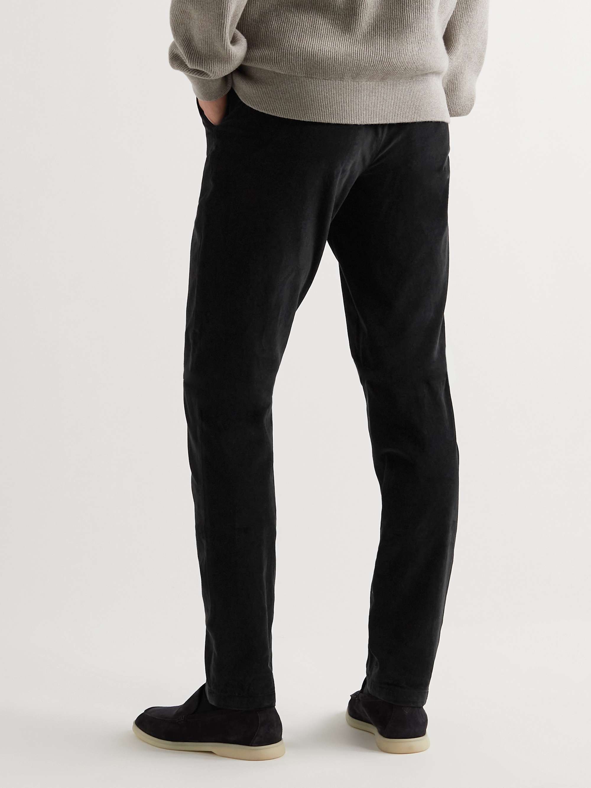 BOGLIOLI Slim-Fit Tapered Grarment-Dyed Cotton-Velvet Trousers