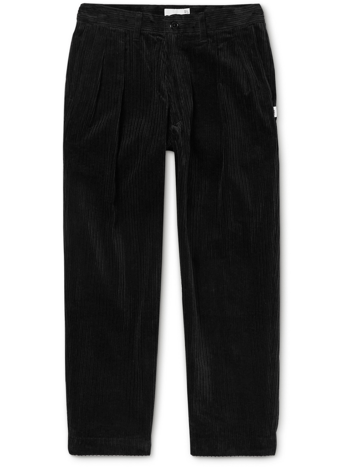 Wtaps Tuck 02 Tapered Pleated Cotton-corduroy Trousers In Black | ModeSens