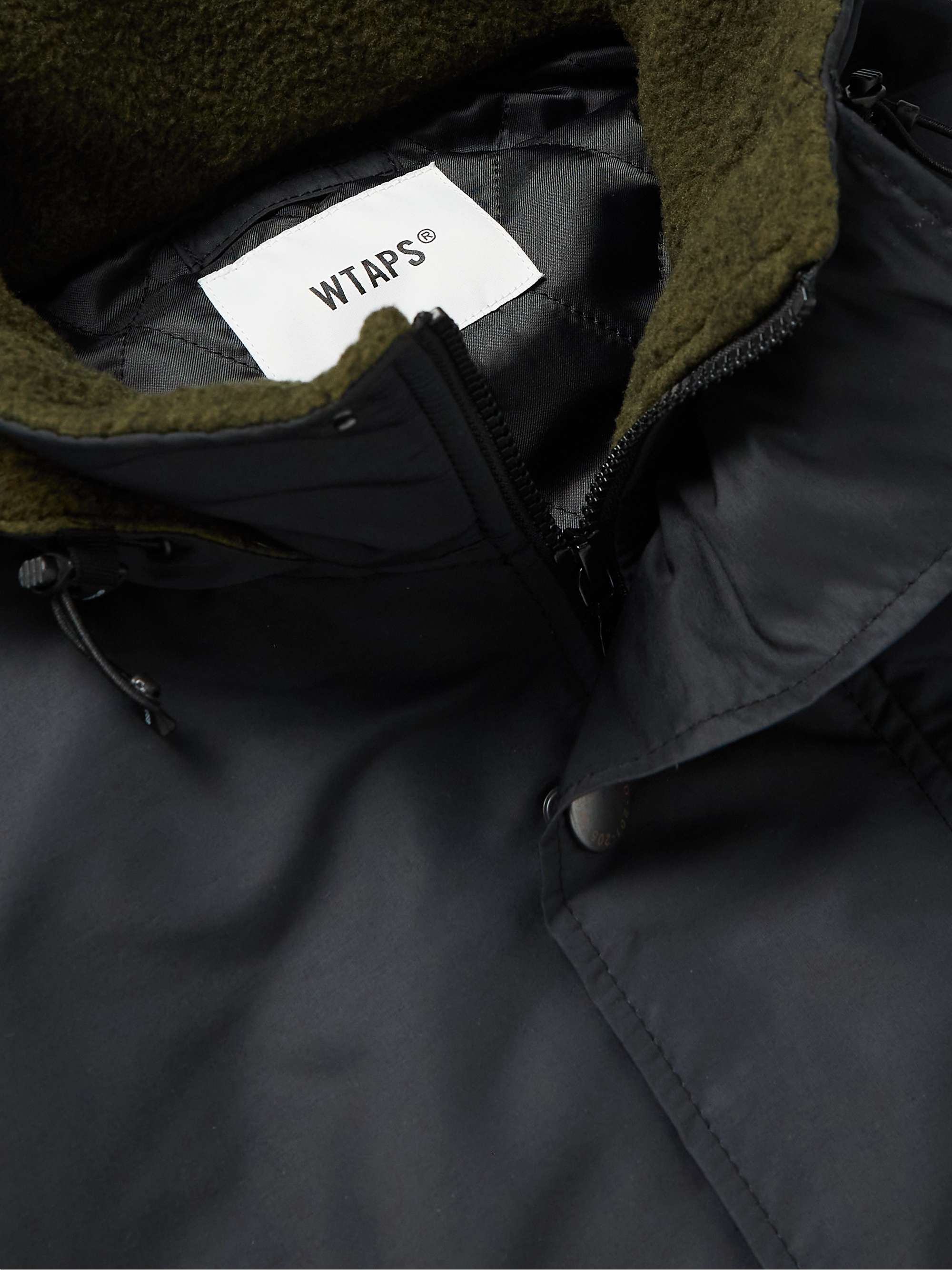 WTAPS Eaves Logo-Embroidered Fleece and Shell Hooded Half-Zip Jacket