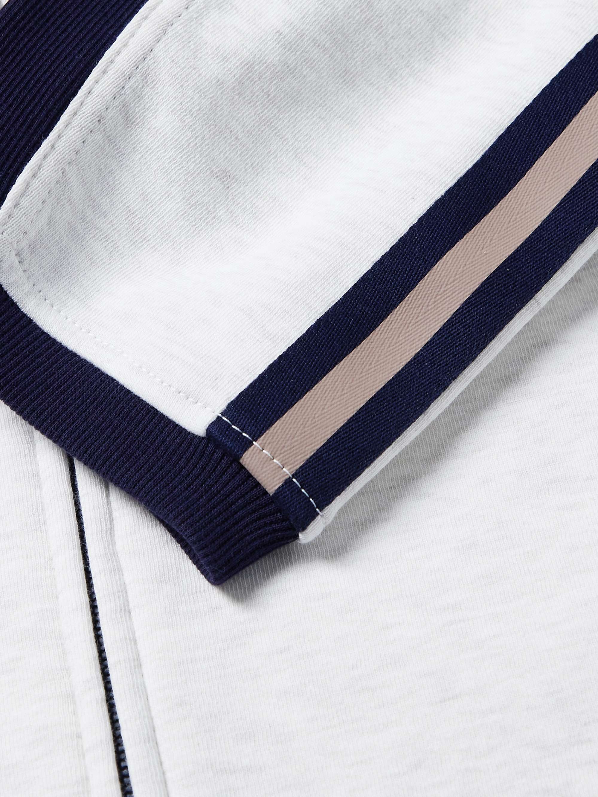 BRUNELLO CUCINELLI Logo-Print Shell-Trimmed Cotton-Blend Jersey Track Jacket