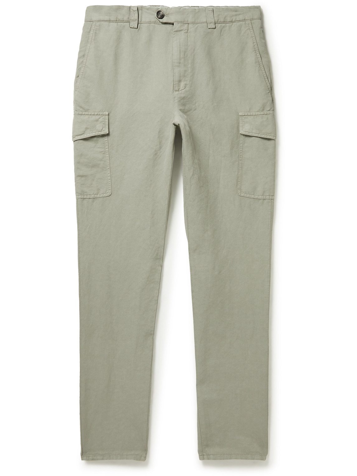 Brunello Cucinelli Tapered Linen and Cotton-Blend Canvas Cargo Trousers