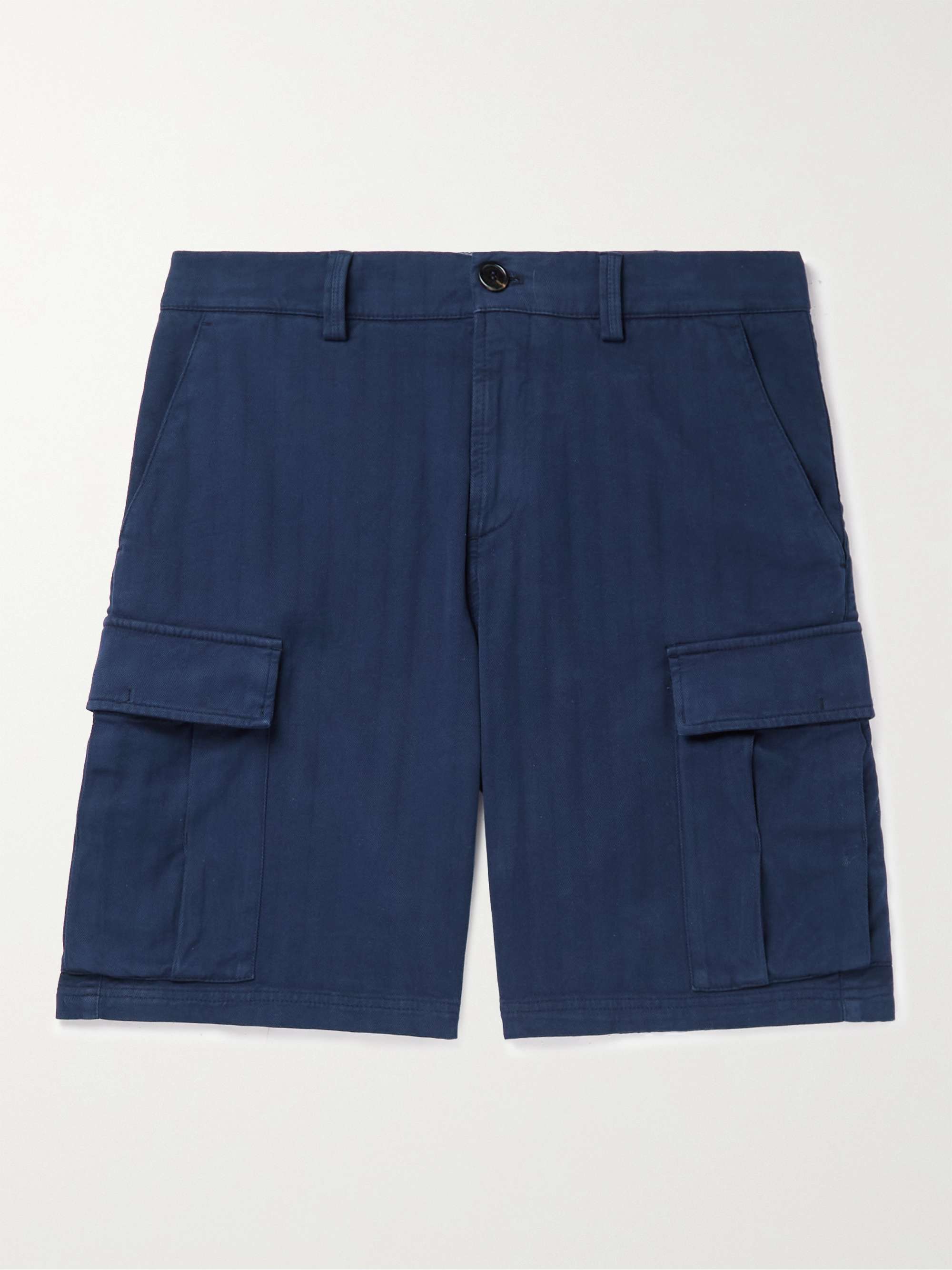BRUNELLO CUCINELLI Straight-Leg Garment-Dyed Herringbone Cotton-Blend Cargo Shorts