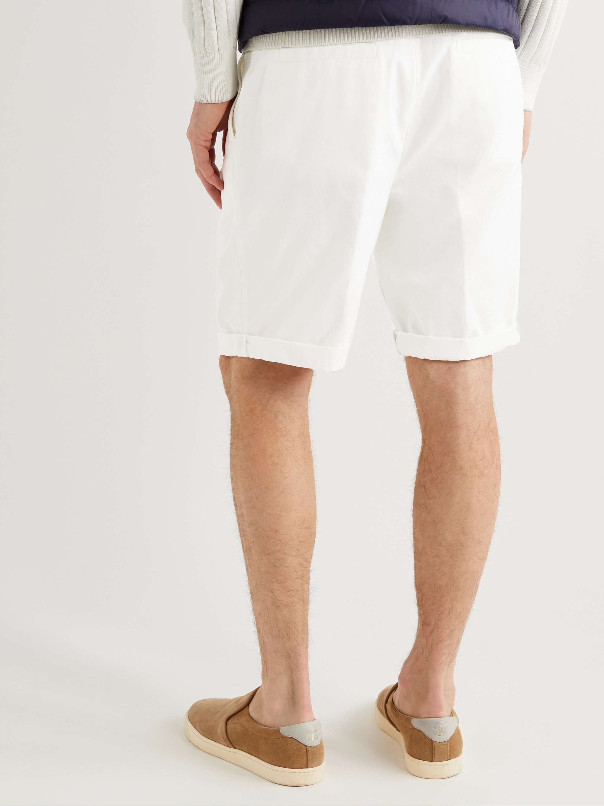 BRUNELLO CUCINELLI Pleated Cotton-Twill Drawstring Bermuda Shorts