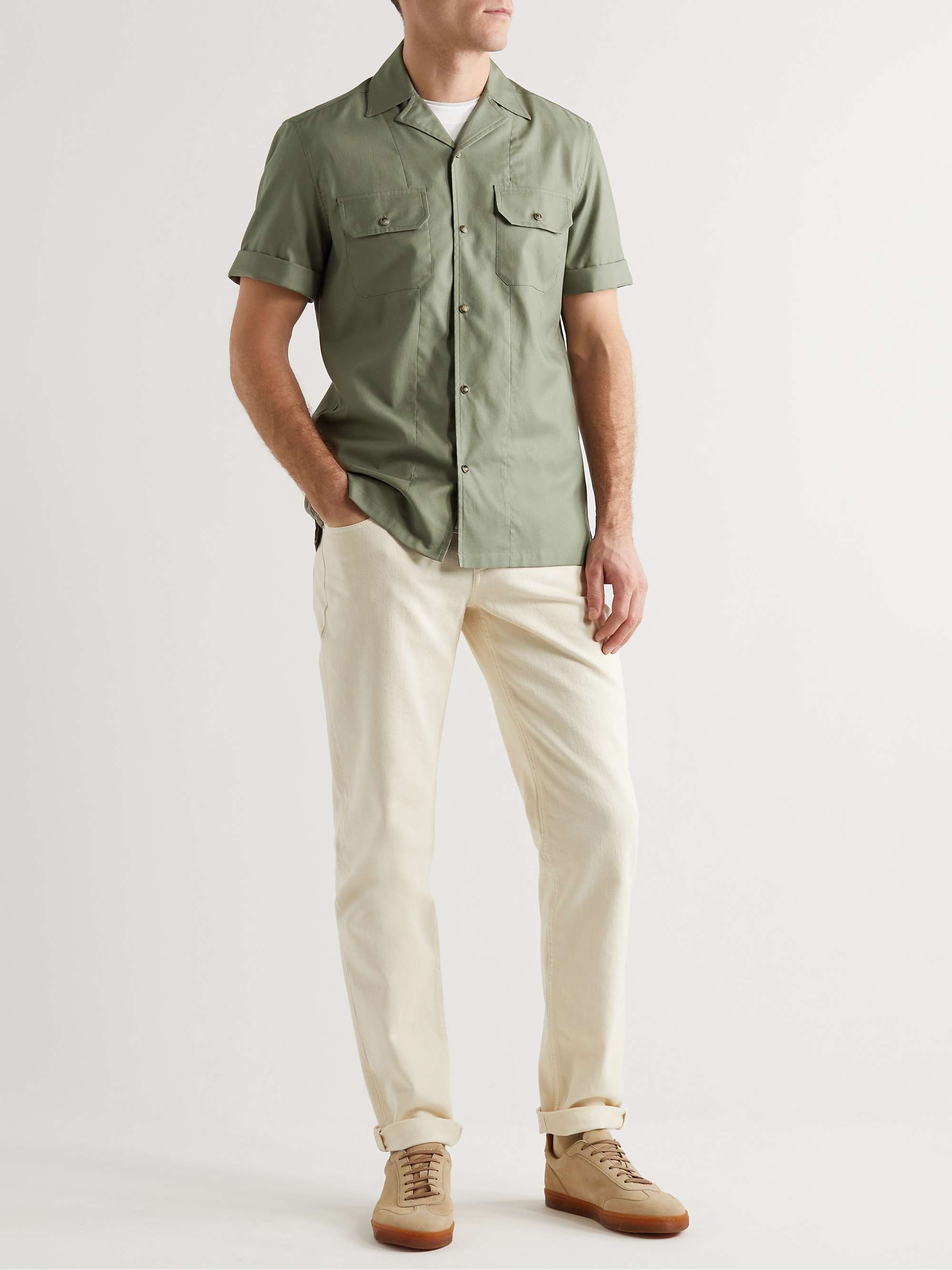 BRUNELLO CUCINELLI Slim-Fit Camp-Collar Cotton-Twill Shirt