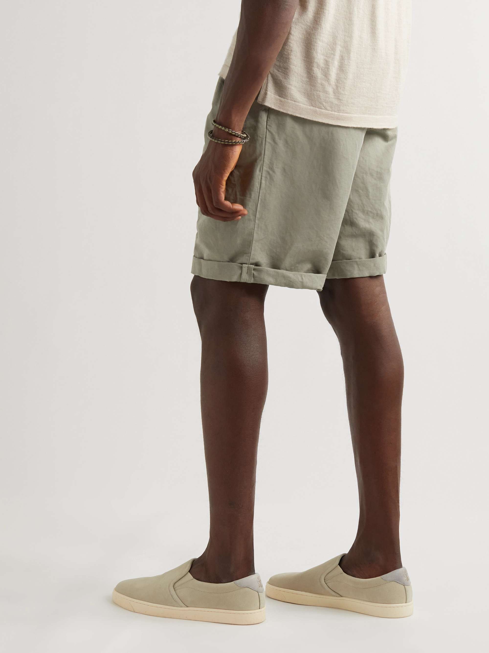 BRUNELLO CUCINELLI Straight-Leg Linen and Cotton-Blend Drawstring Bermuda Shorts