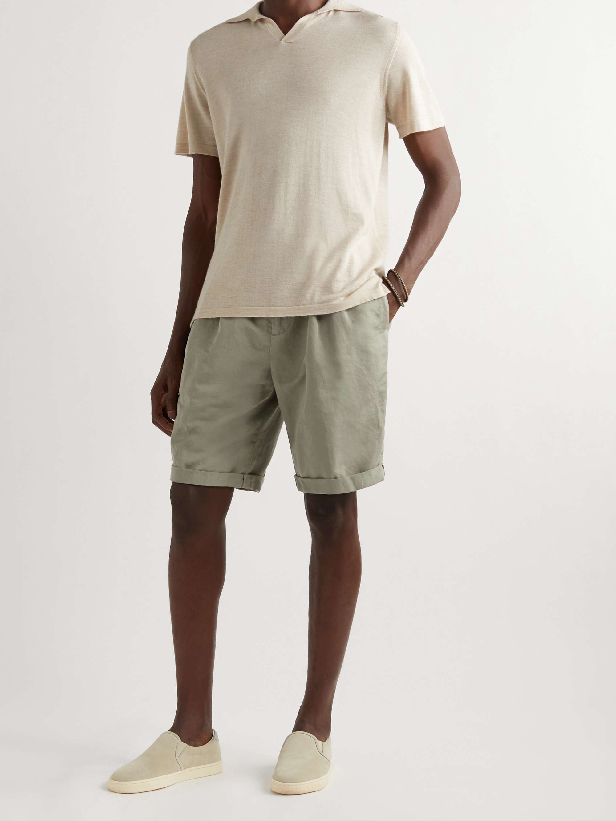 BRUNELLO CUCINELLI Straight-Leg Linen and Cotton-Blend Drawstring Bermuda Shorts