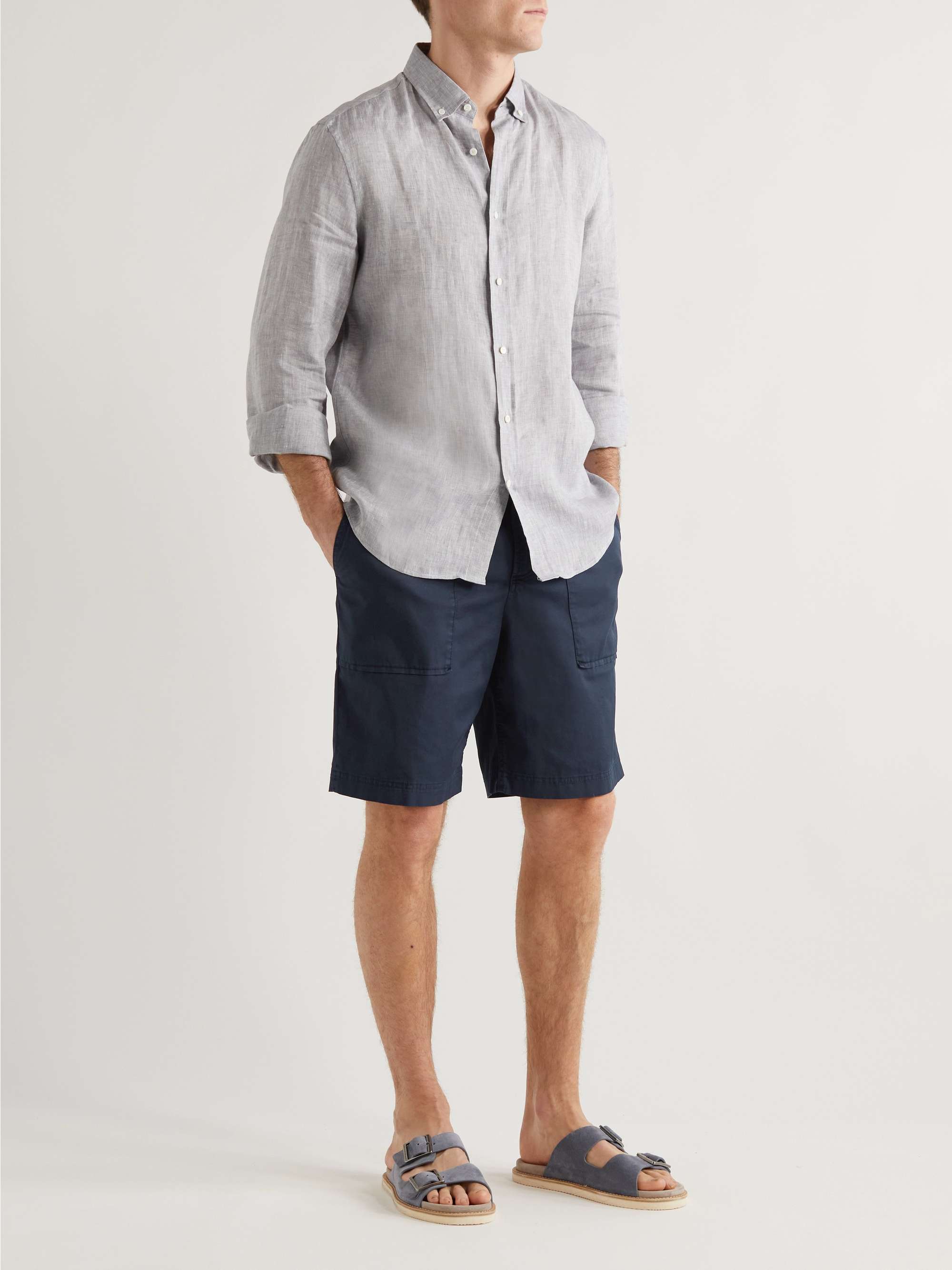 BRUNELLO CUCINELLI Straight-Leg Garment-Dyed Cotton-Blend Twill Shorts