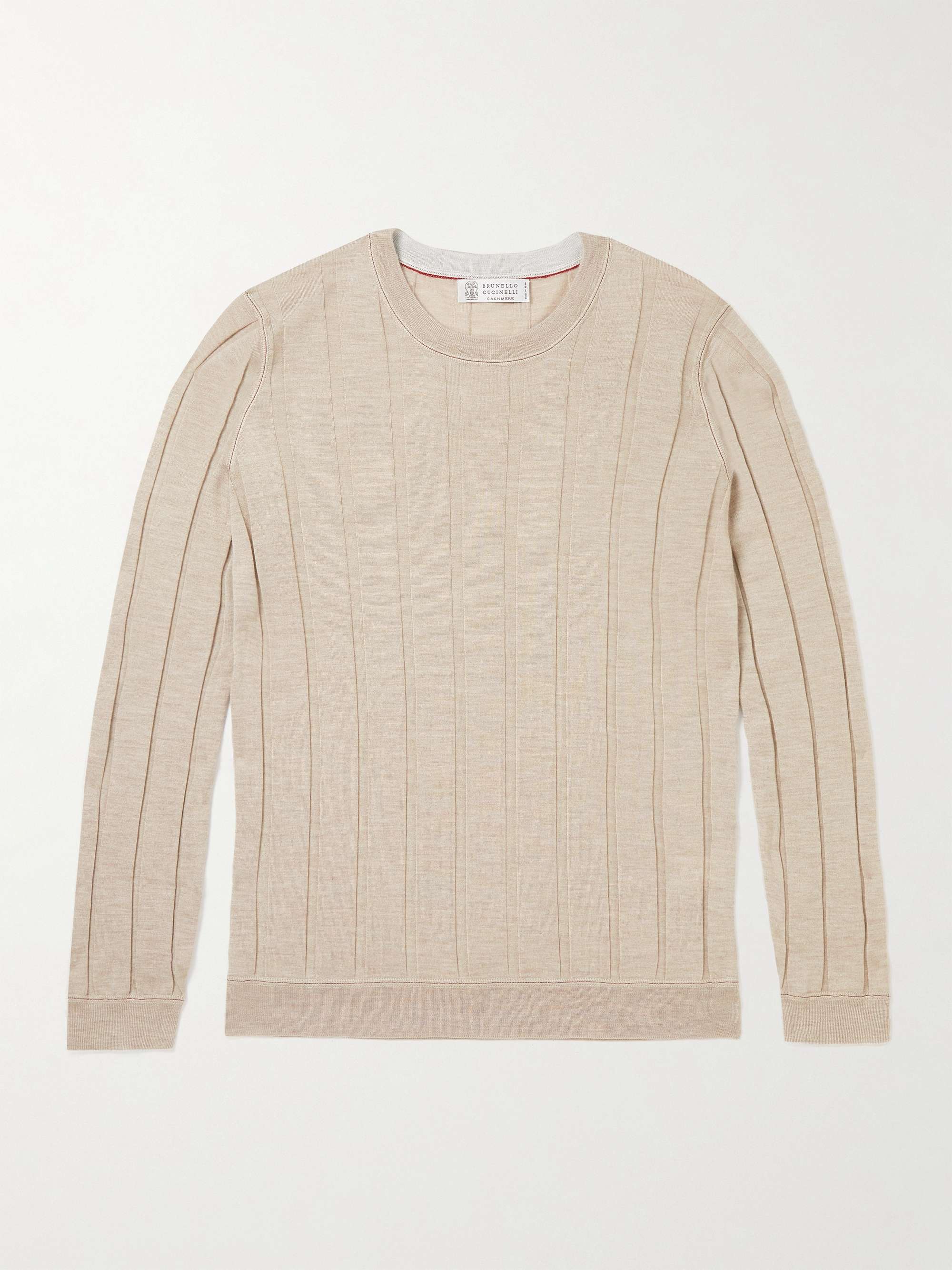 BRUNELLO CUCINELLI Ribbed Cashmere and Silk-Blend Sweater