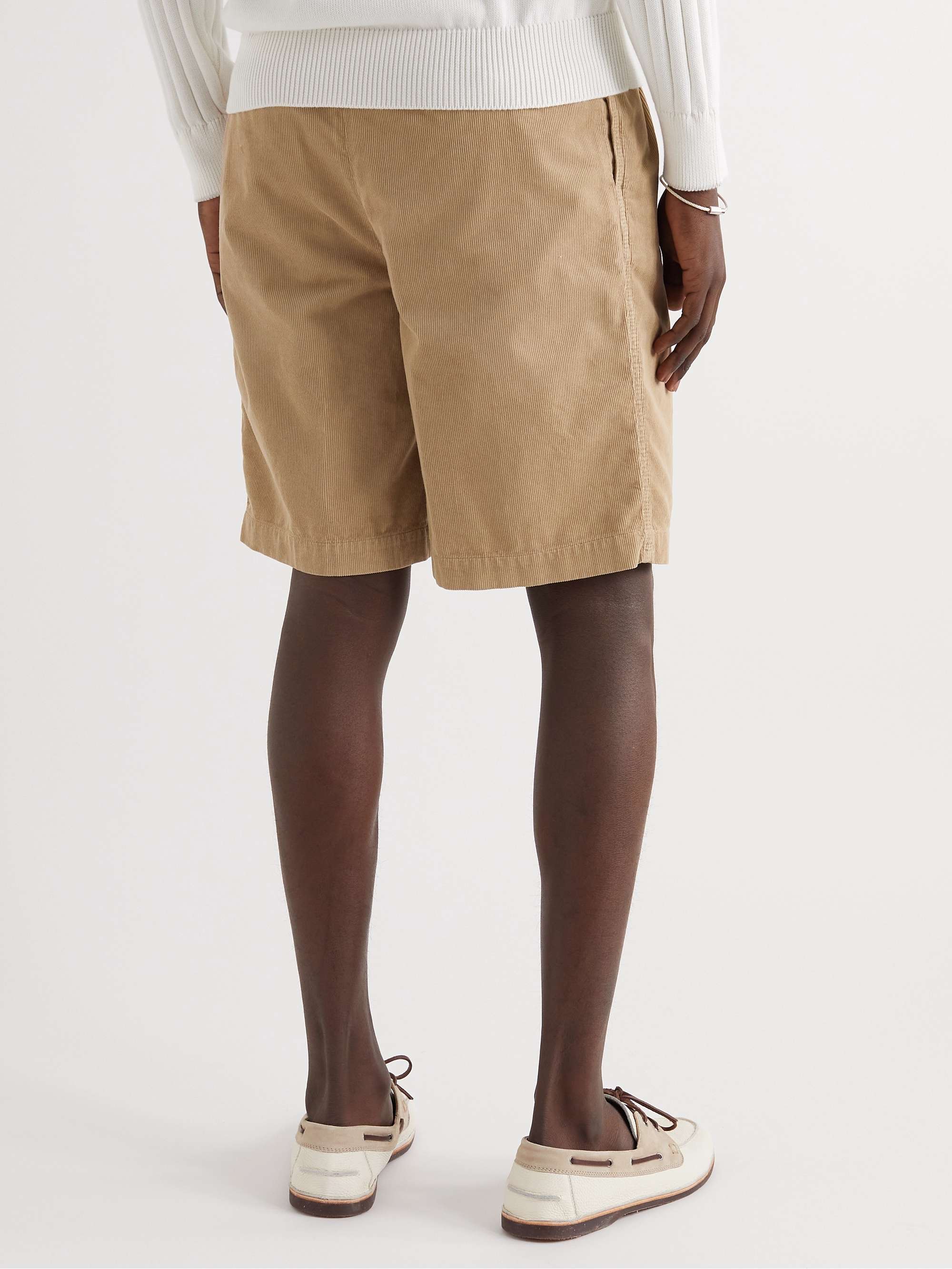 BRUNELLO CUCINELLI Wide-Leg Pleated Cotton-Corduroy Bermuda Shorts
