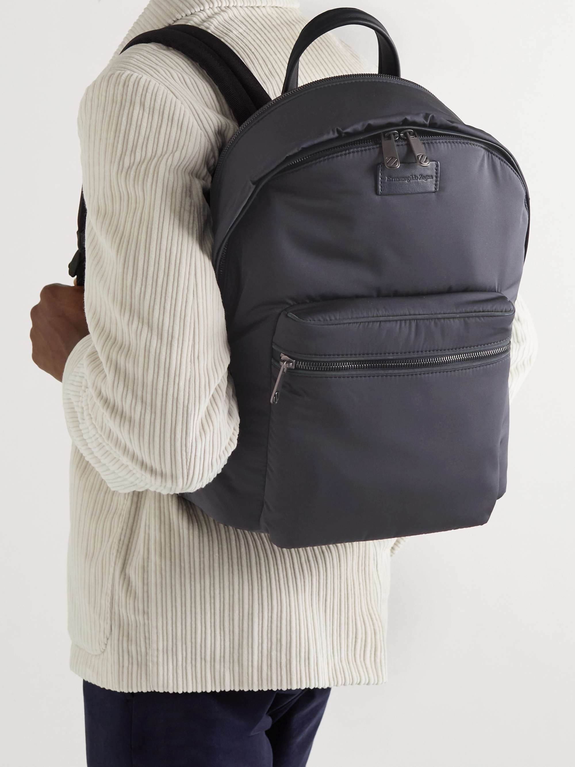ZEGNA Hoodie Logo-Appliquéd Nylon Backpack