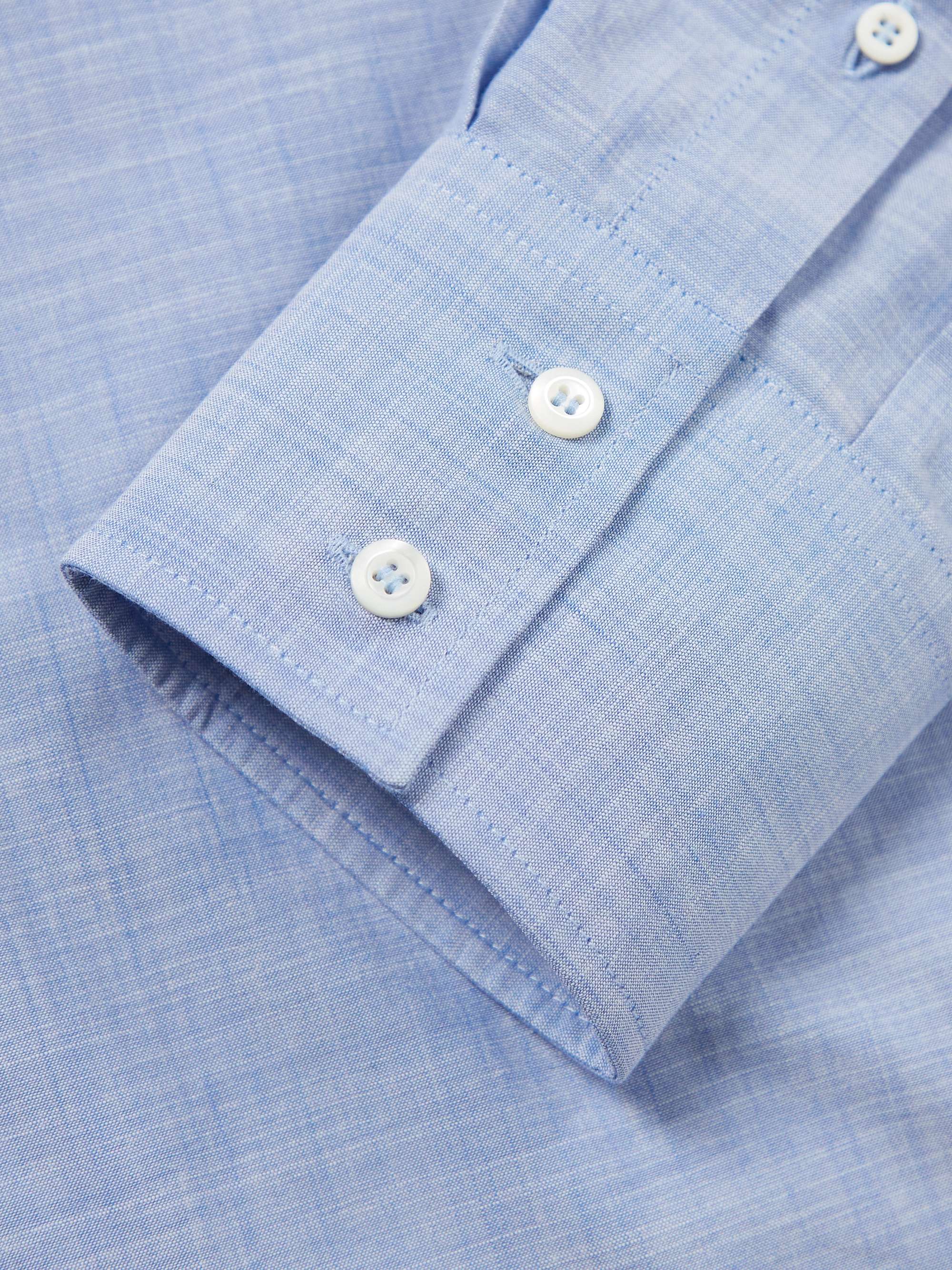 BRUNELLO CUCINELLI Slim-Fit Spread-Collar Cotton-Chambray Shirt