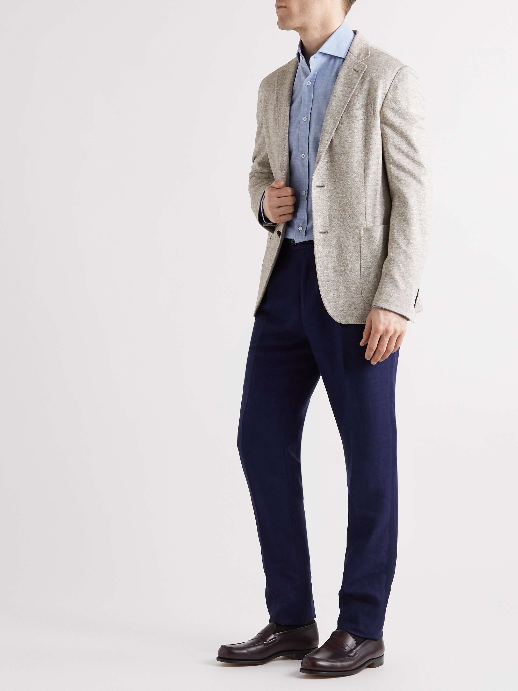 BRUNELLO CUCINELLI Slim-Fit Spread-Collar Cotton-Chambray Shirt