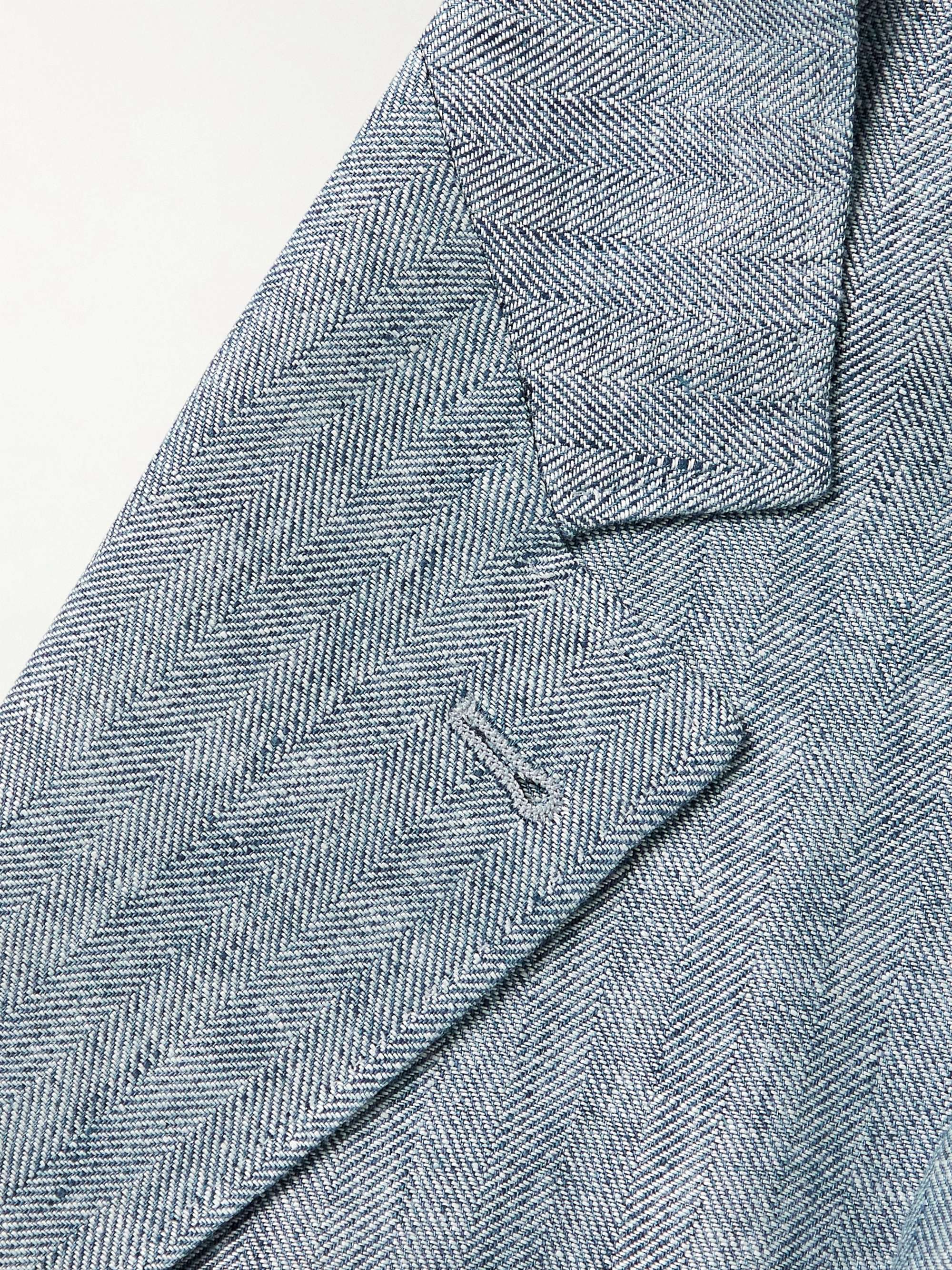 BRUNELLO CUCINELLI Herringbone Hemp and Linen-Blend Suit Jacket