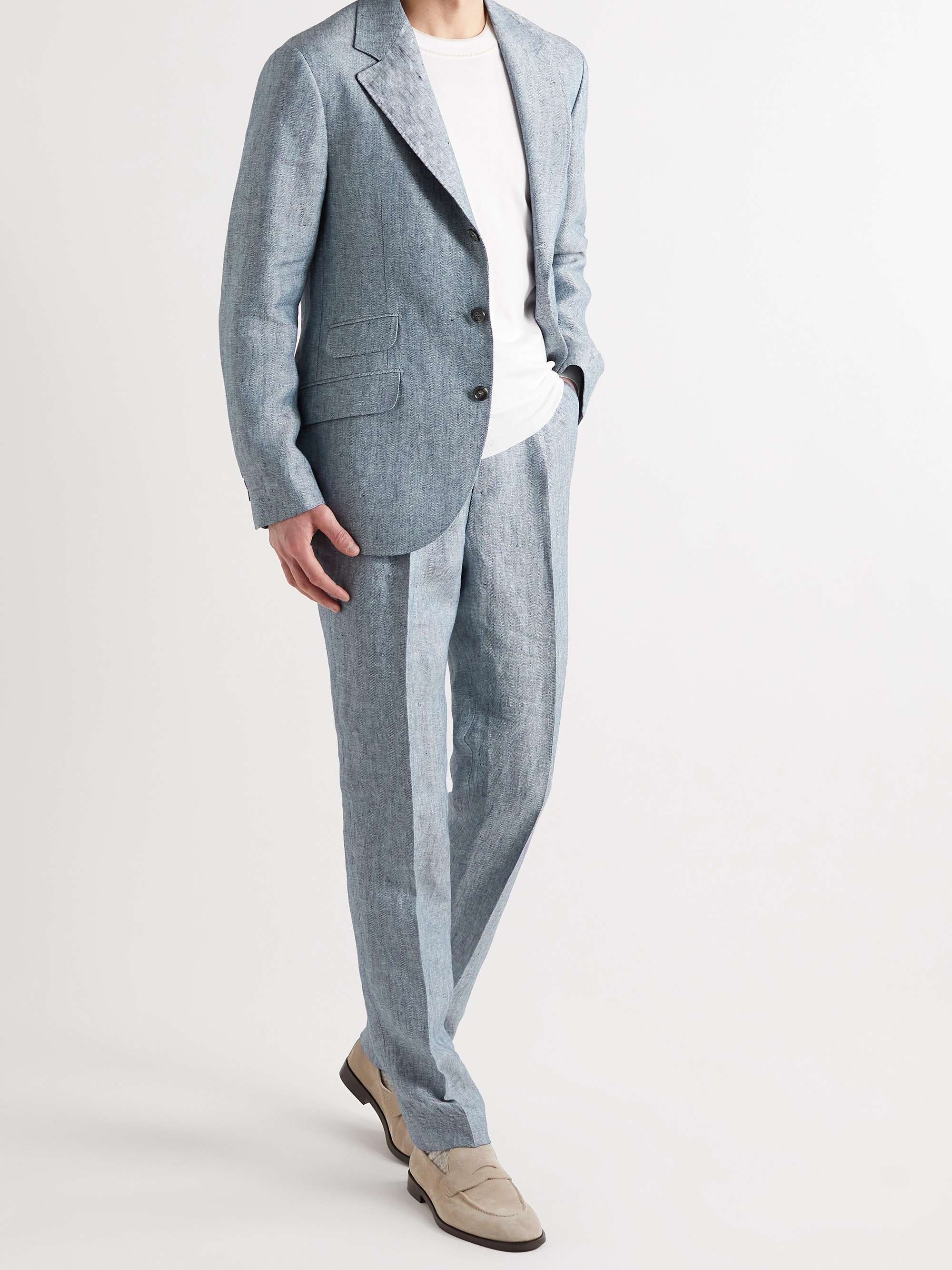 BRUNELLO CUCINELLI Herringbone Hemp and Linen-Blend Suit Jacket