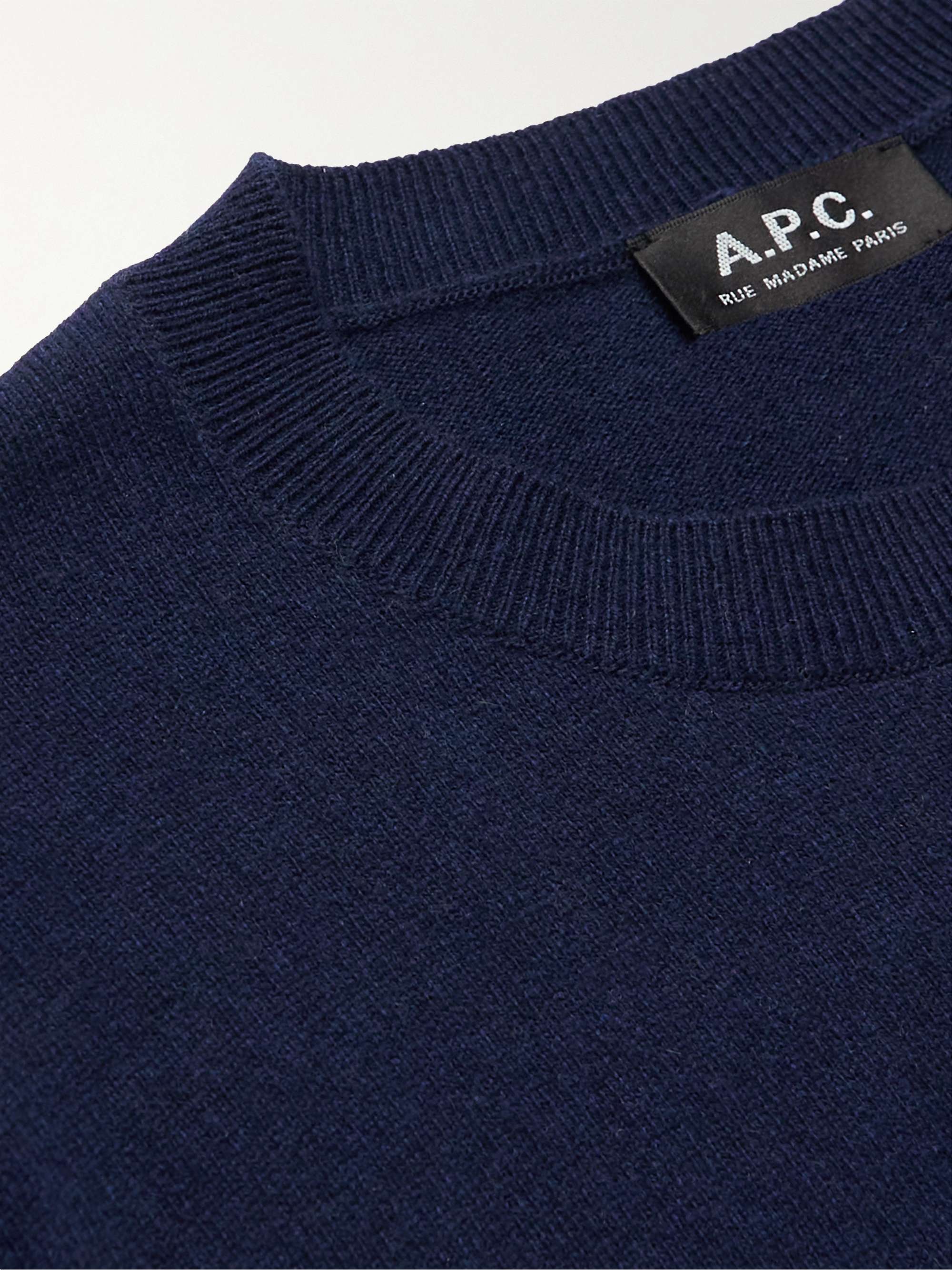 A.P.C. Maceo Logo-Embroidered Striped Cashmere and Cotton-Blend Sweater