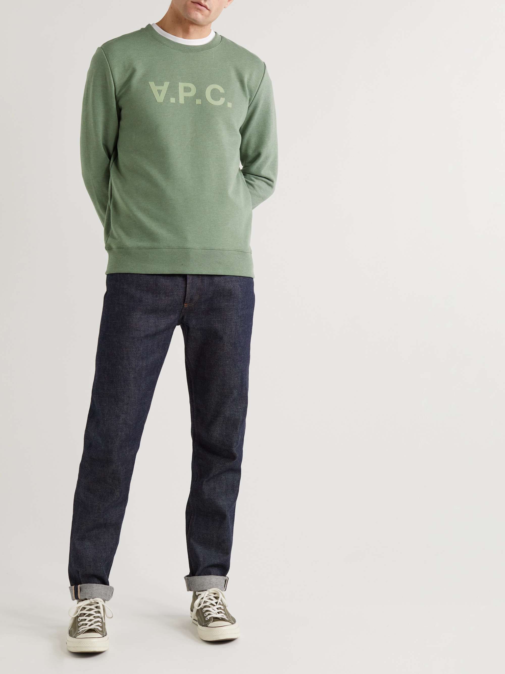 VPC Logo-Flocked Cotton-Jersey Sweatshirt