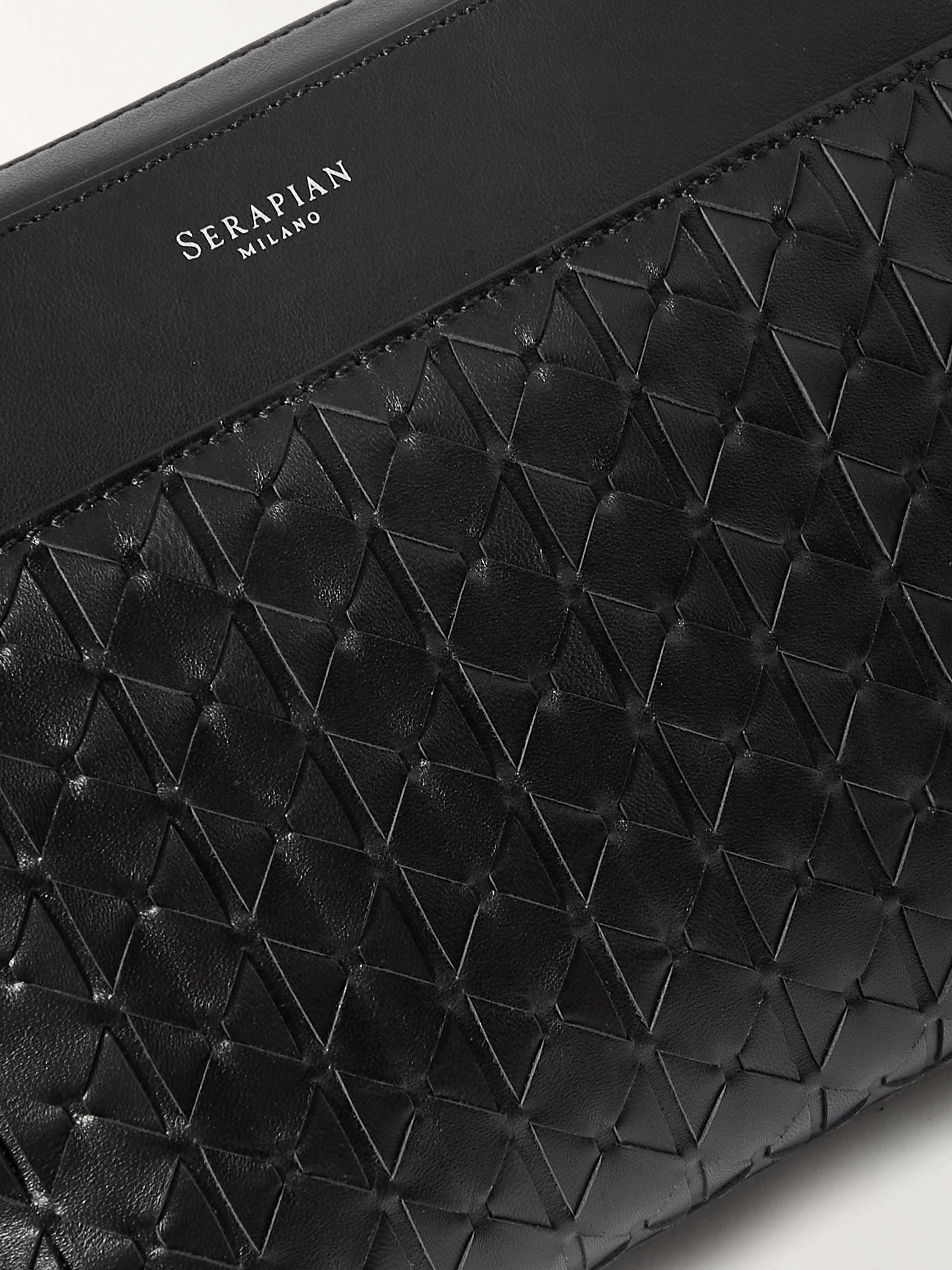SERAPIAN Mosaico Woven Leather Messenger Bag