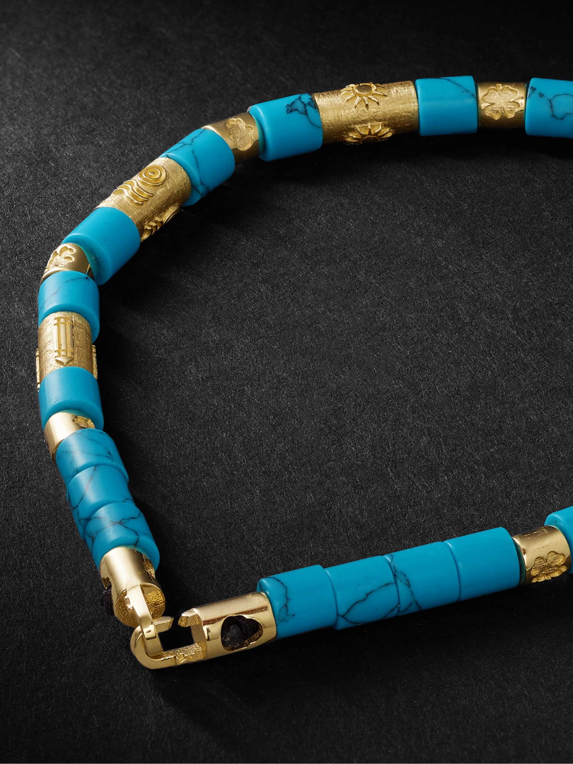 LUIS MORAIS Gold Turquoise Beaded Bracelet