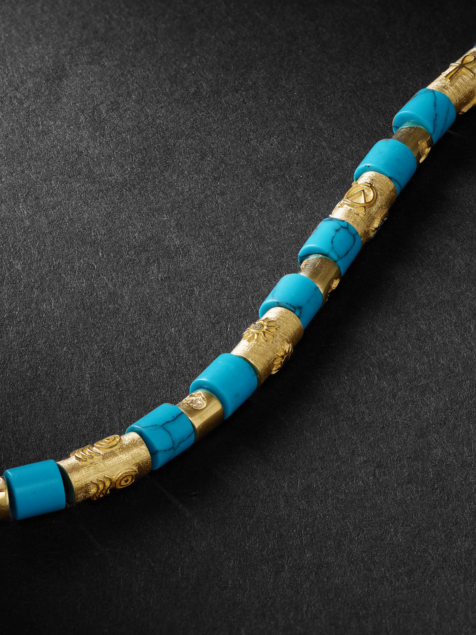 LUIS MORAIS Gold Turquoise Beaded Bracelet