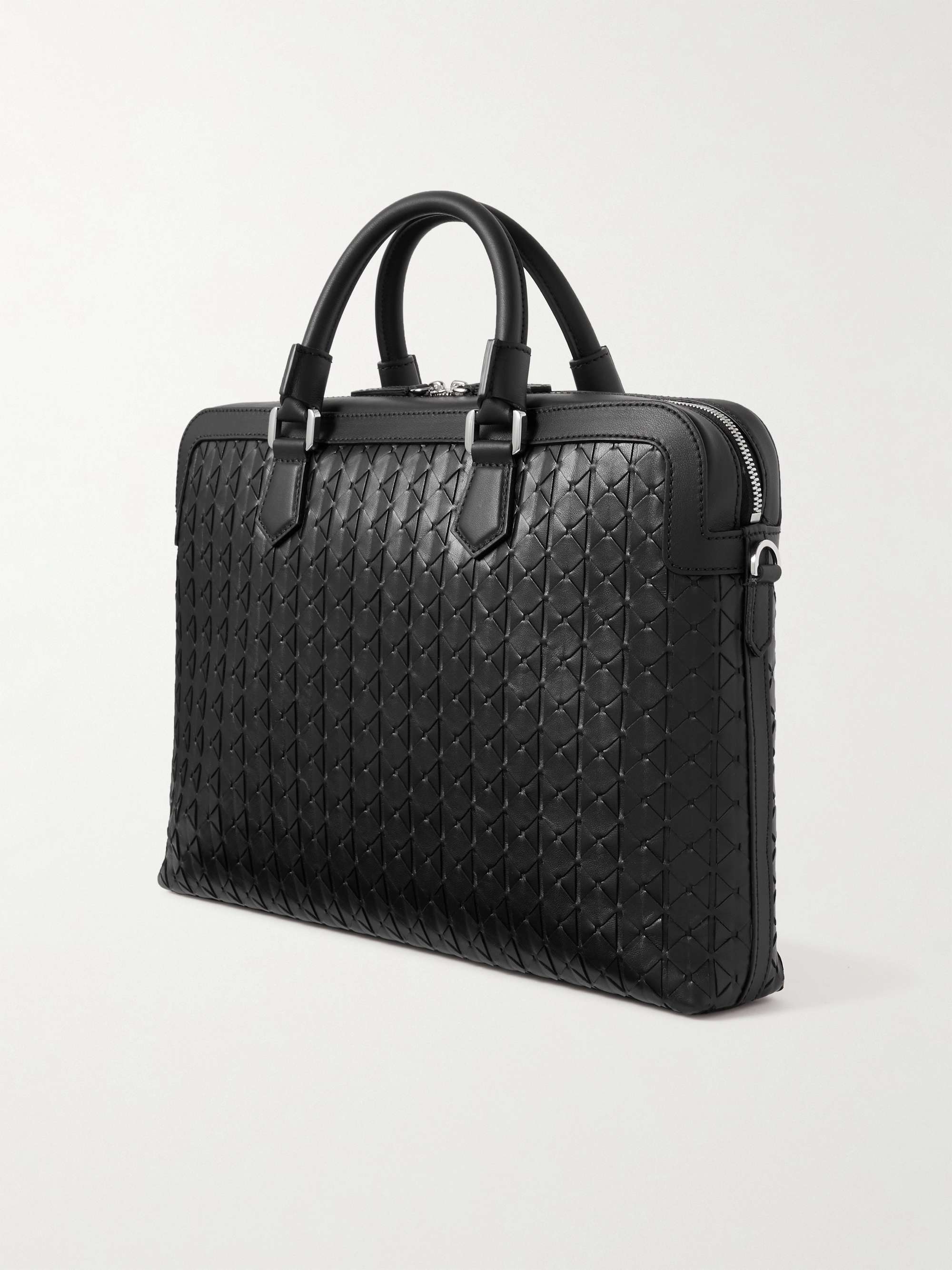Serapian Mosaico Woven Leather Briefcase in Black for Men Mens Bags Briefcases and laptop bags 