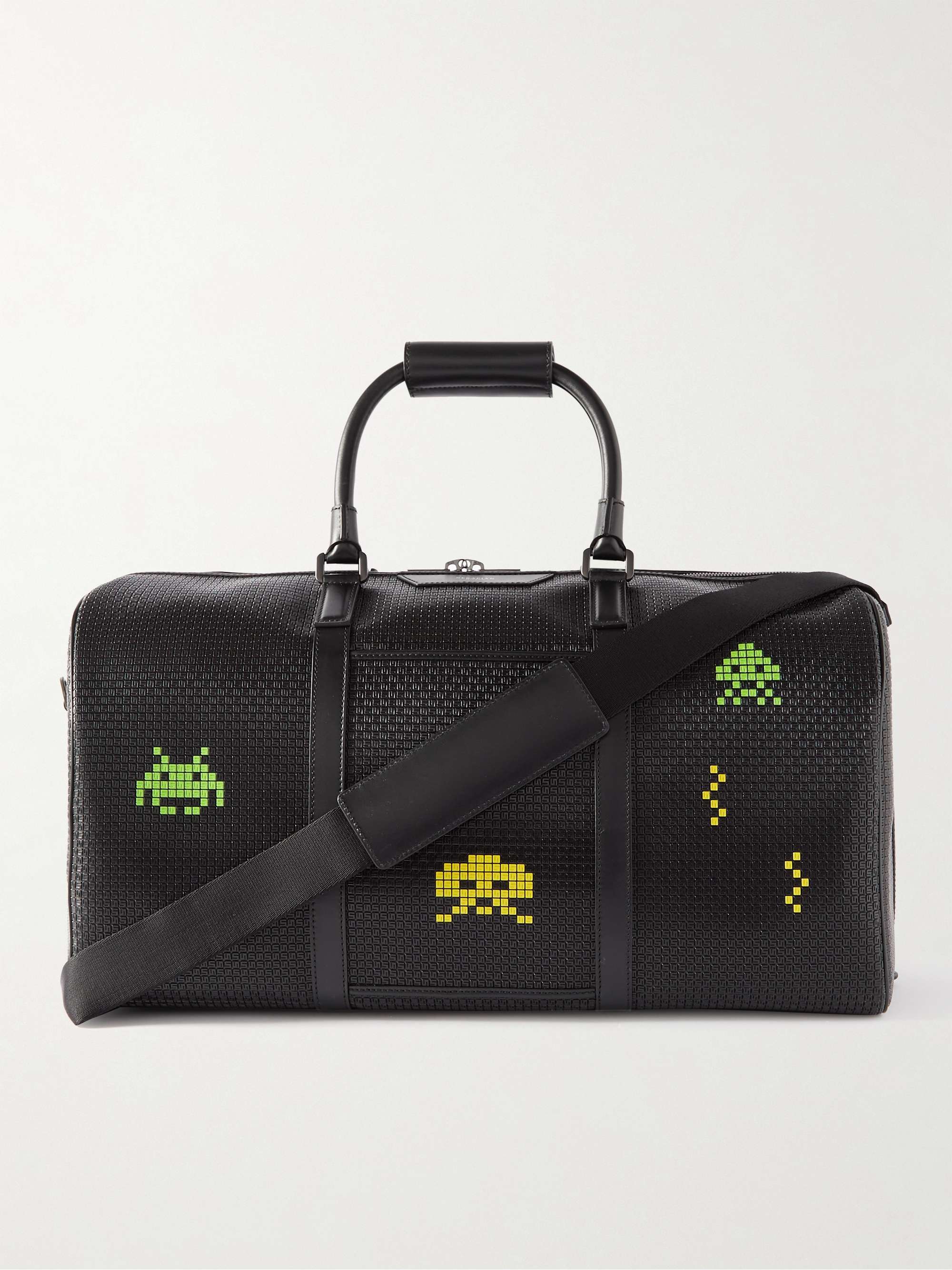 SERAPIAN + Space Invaders Leather-Trimmed Printed Stepan Coated-Canvas Holdall