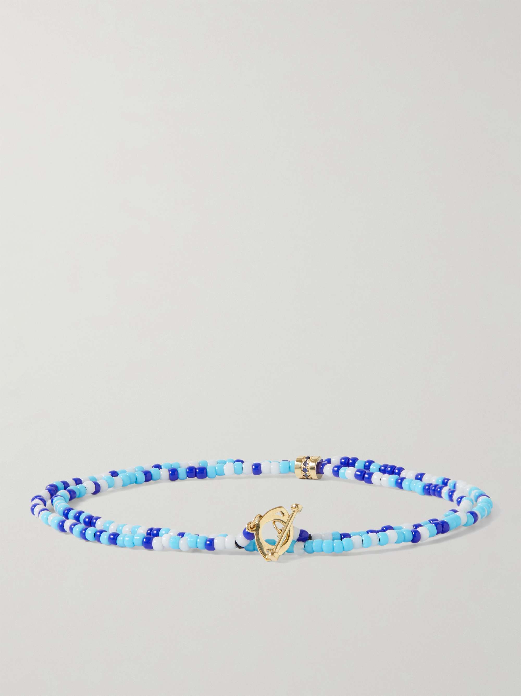 LUIS MORAIS Gold, Sapphire and Bead Wrap Bracelet