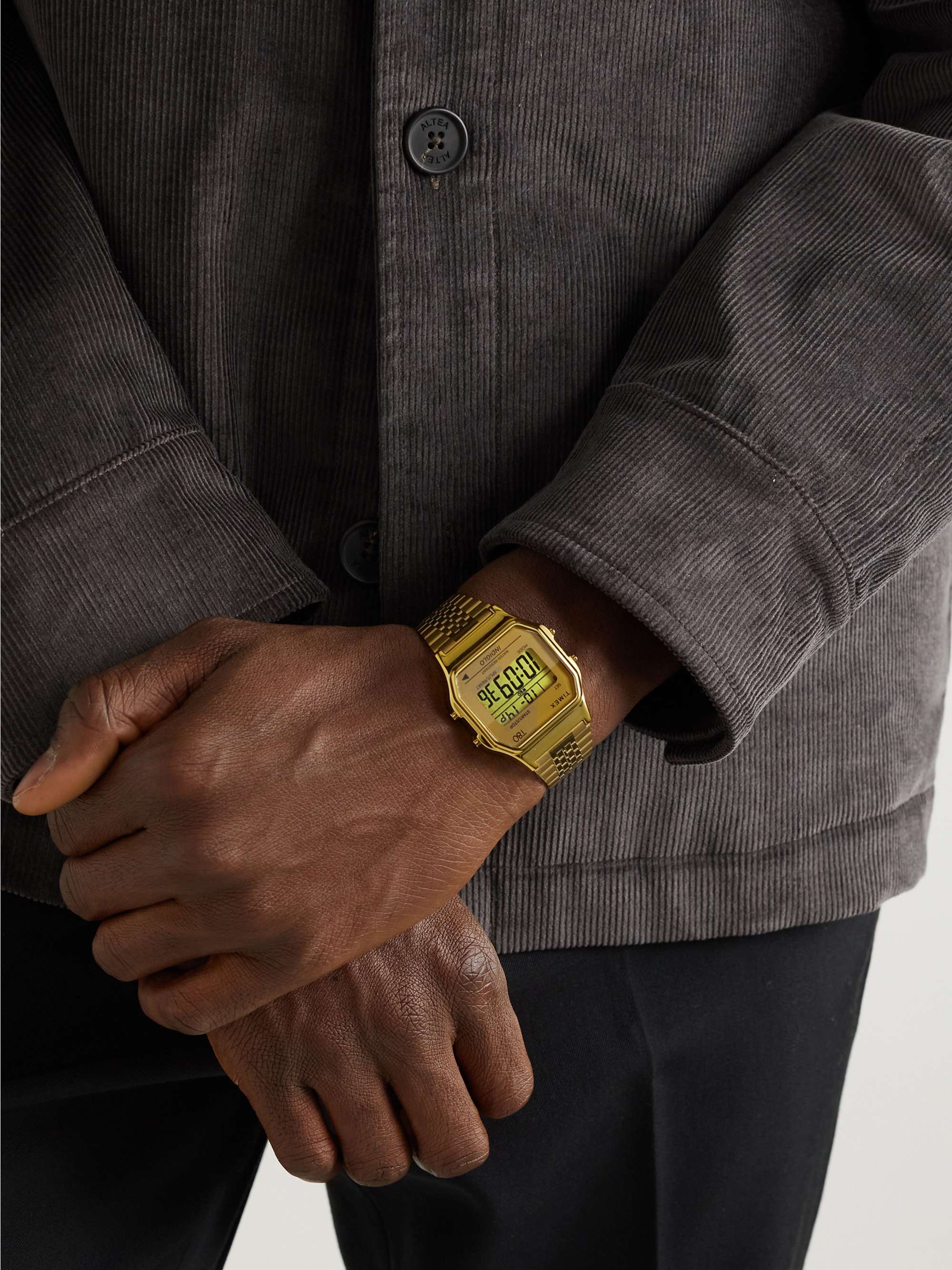 TIMEX T80 34mm Gold-Tone Digital Watch