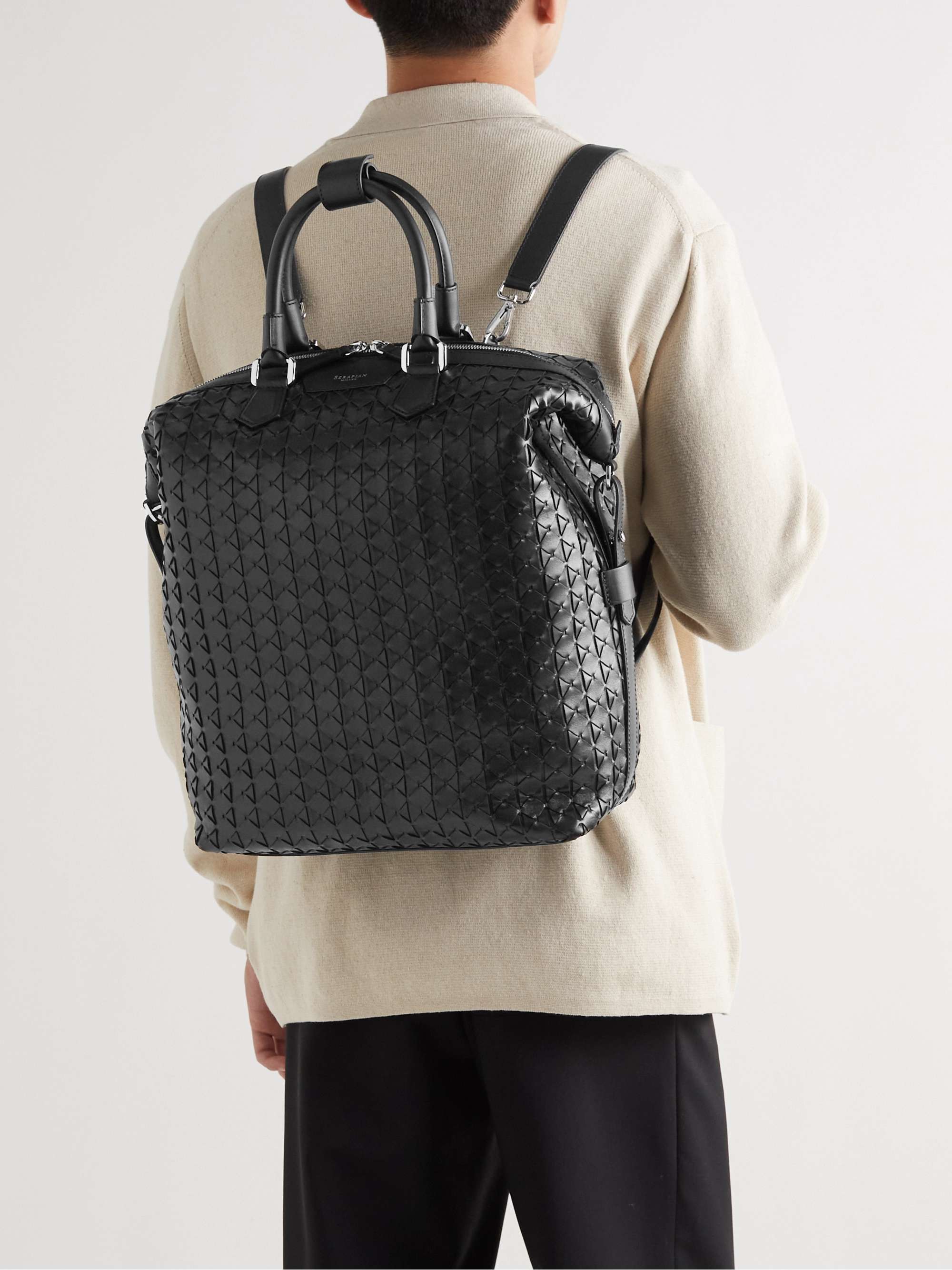 SERAPIAN Woven Leather Backpack