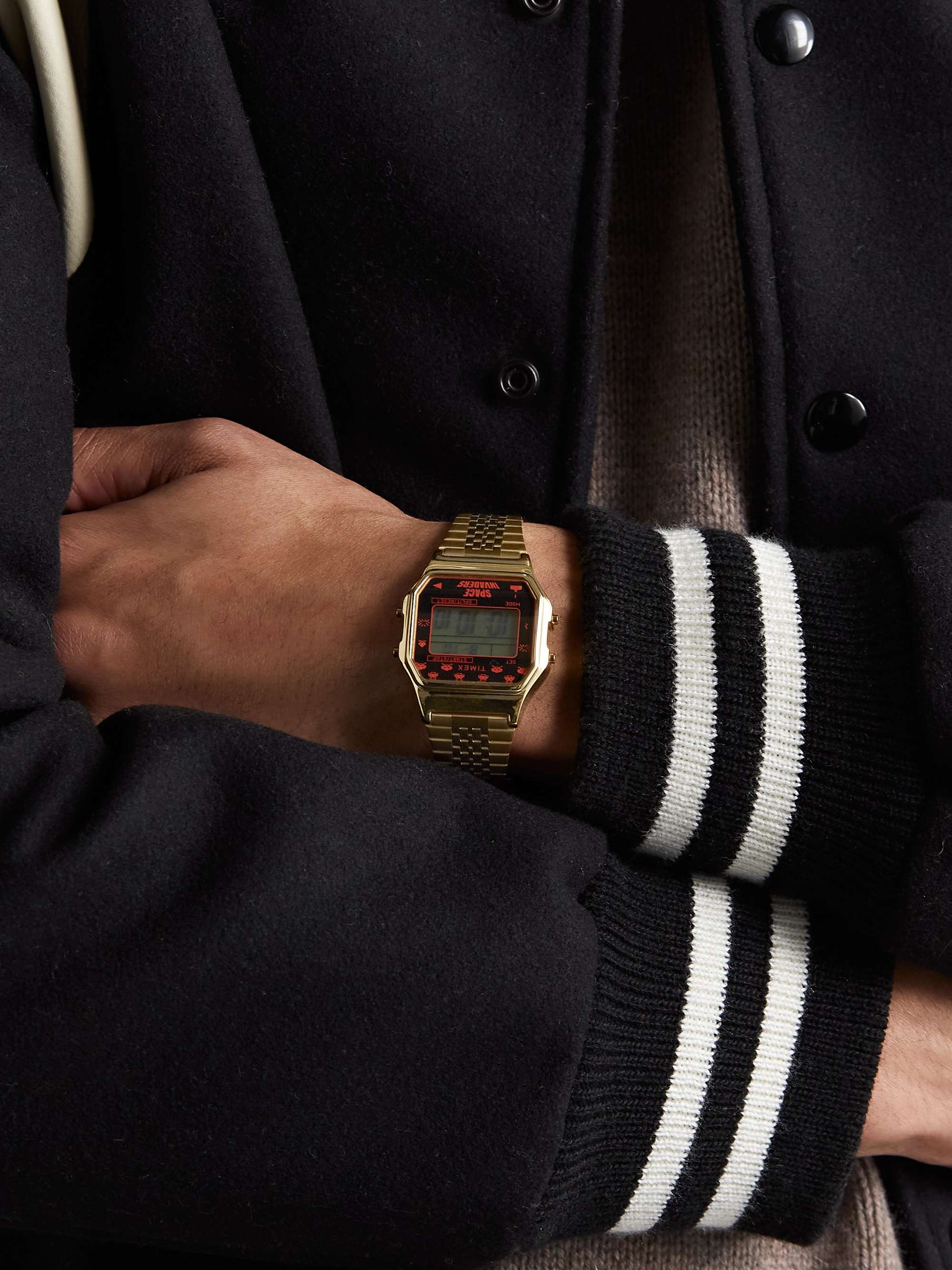 TIMEX + Space Invaders T80 34mm Gold-Tone Watch