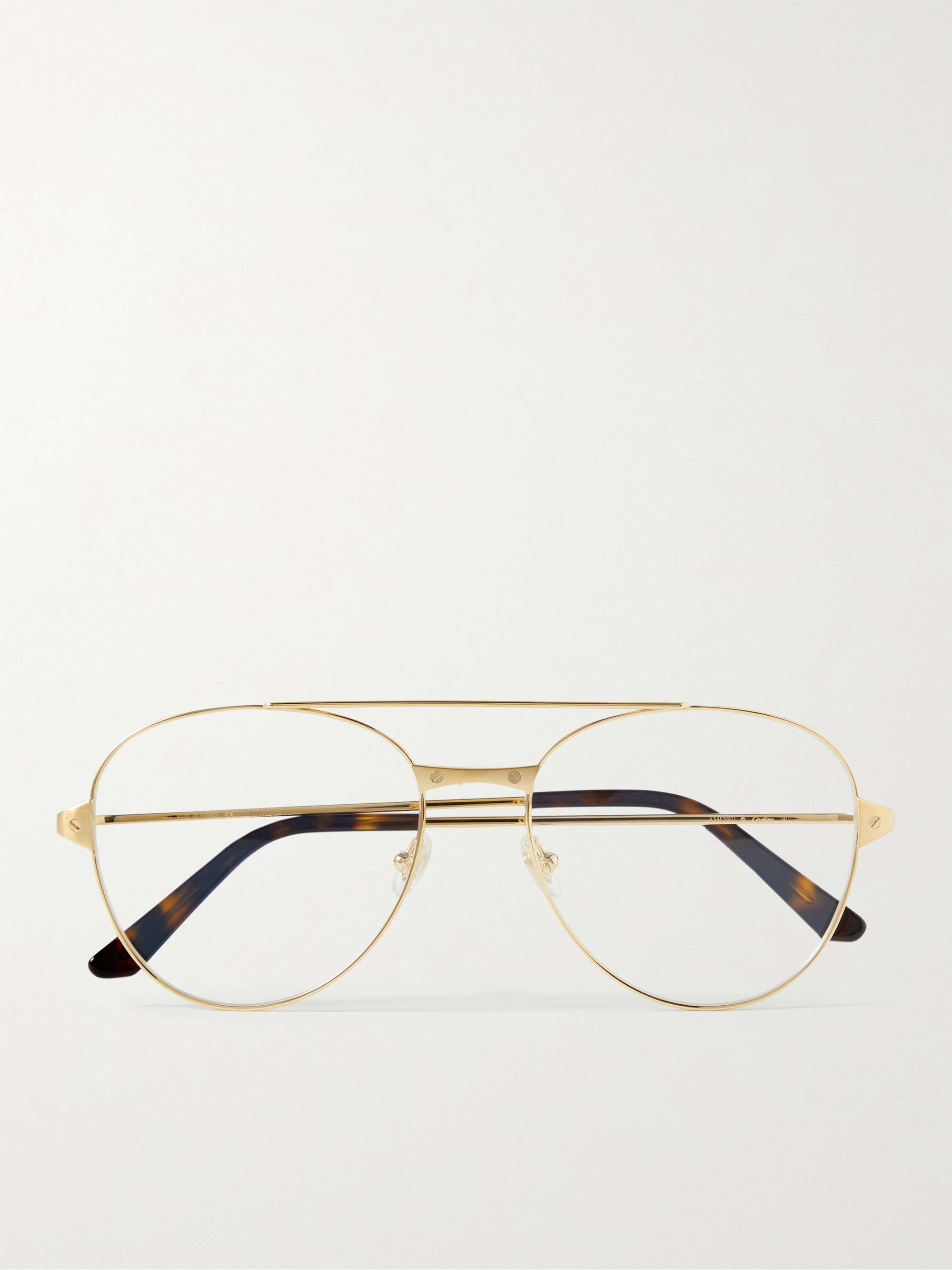 CARTIER EYEWEAR Aviator-Style Gold-Tone Optical Glasses