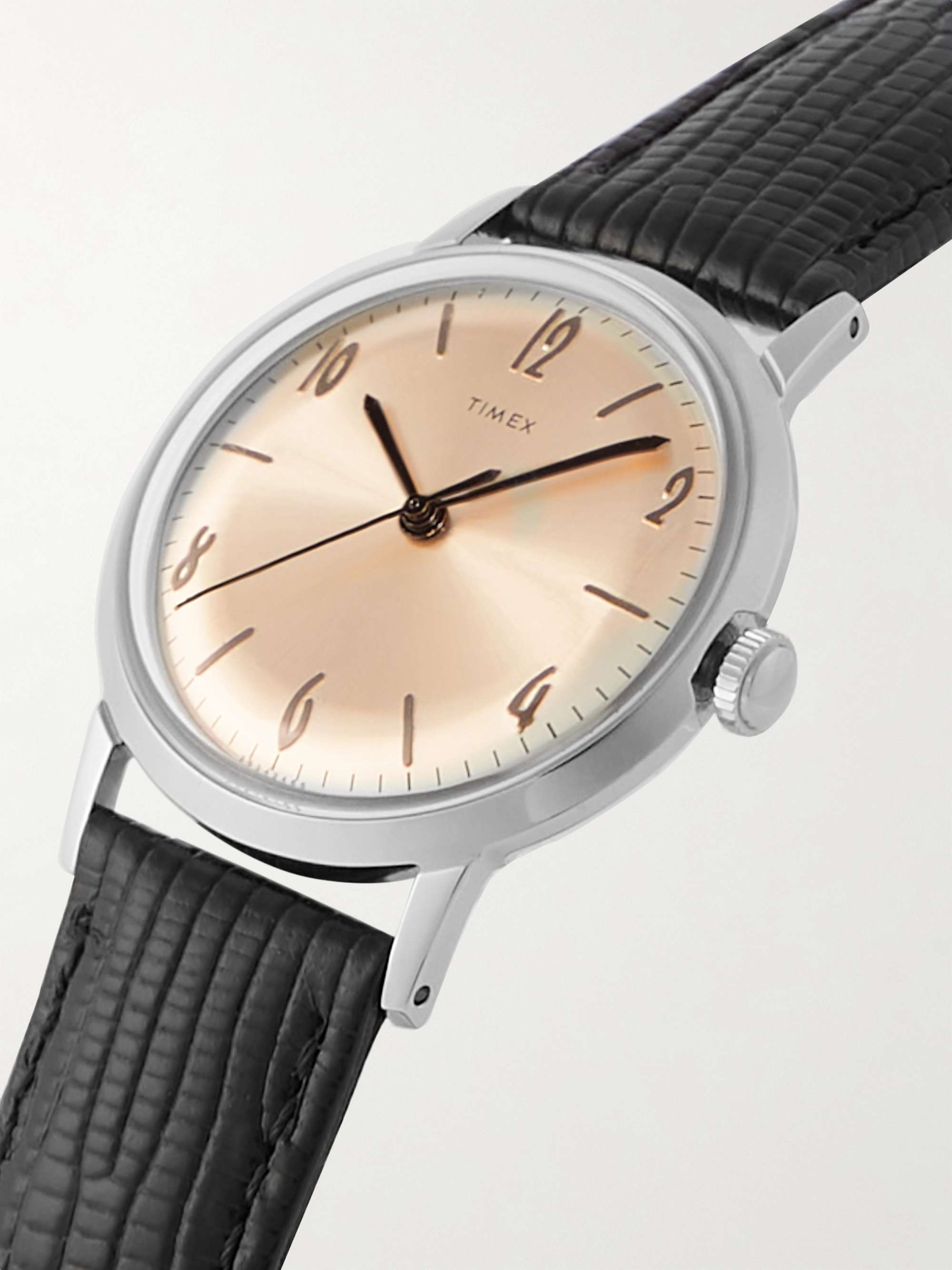 TIMEX Marlin Stainless Steel and Textured-Leather Watch
