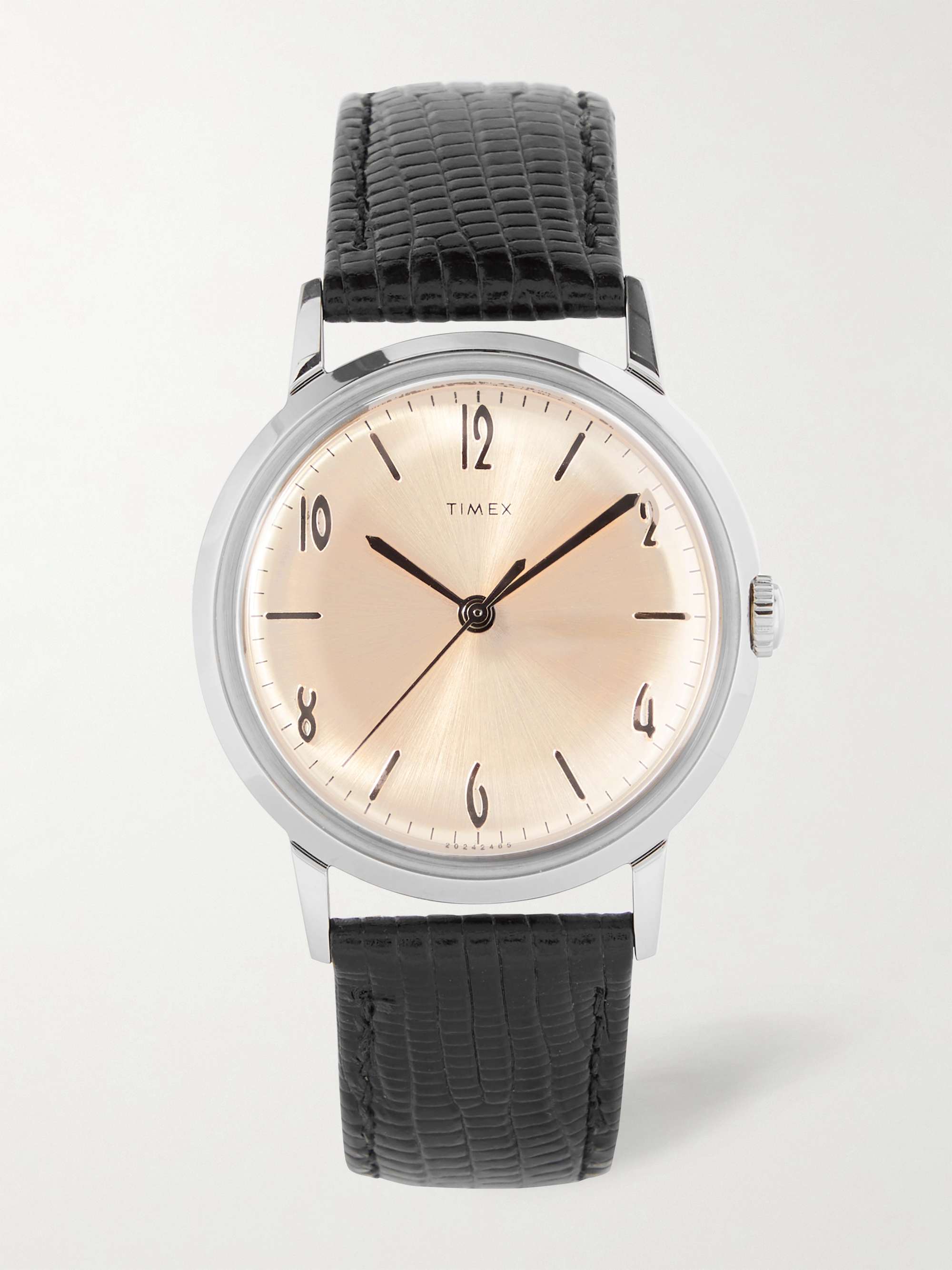 TIMEX Marlin Stainless Steel and Textured-Leather Watch