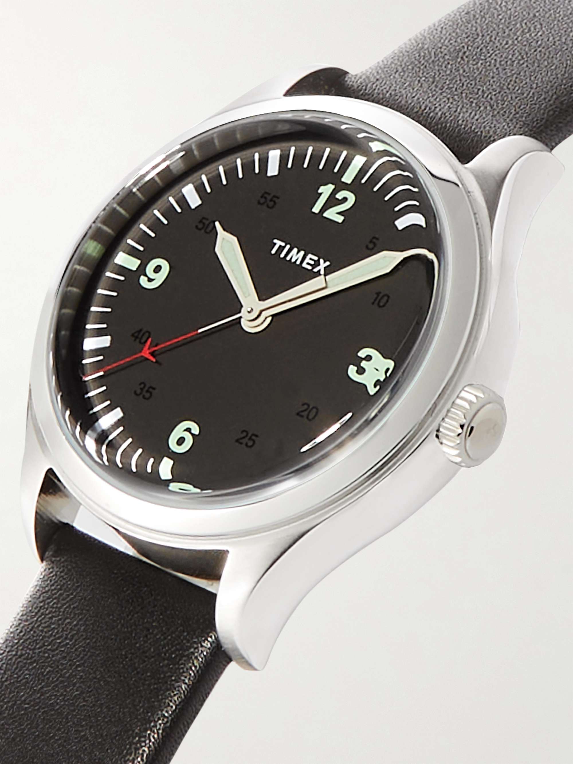 TIMEX Waterbury 38mm Stainless Steel and Leather Watch