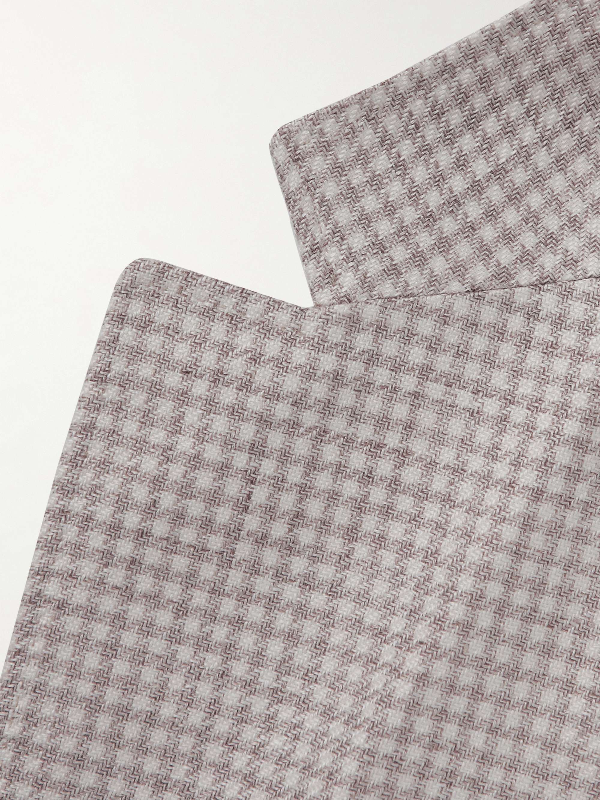 BRUNELLO CUCINELLI Puppytooth Linen, Wool and Silk-Blend Blazer