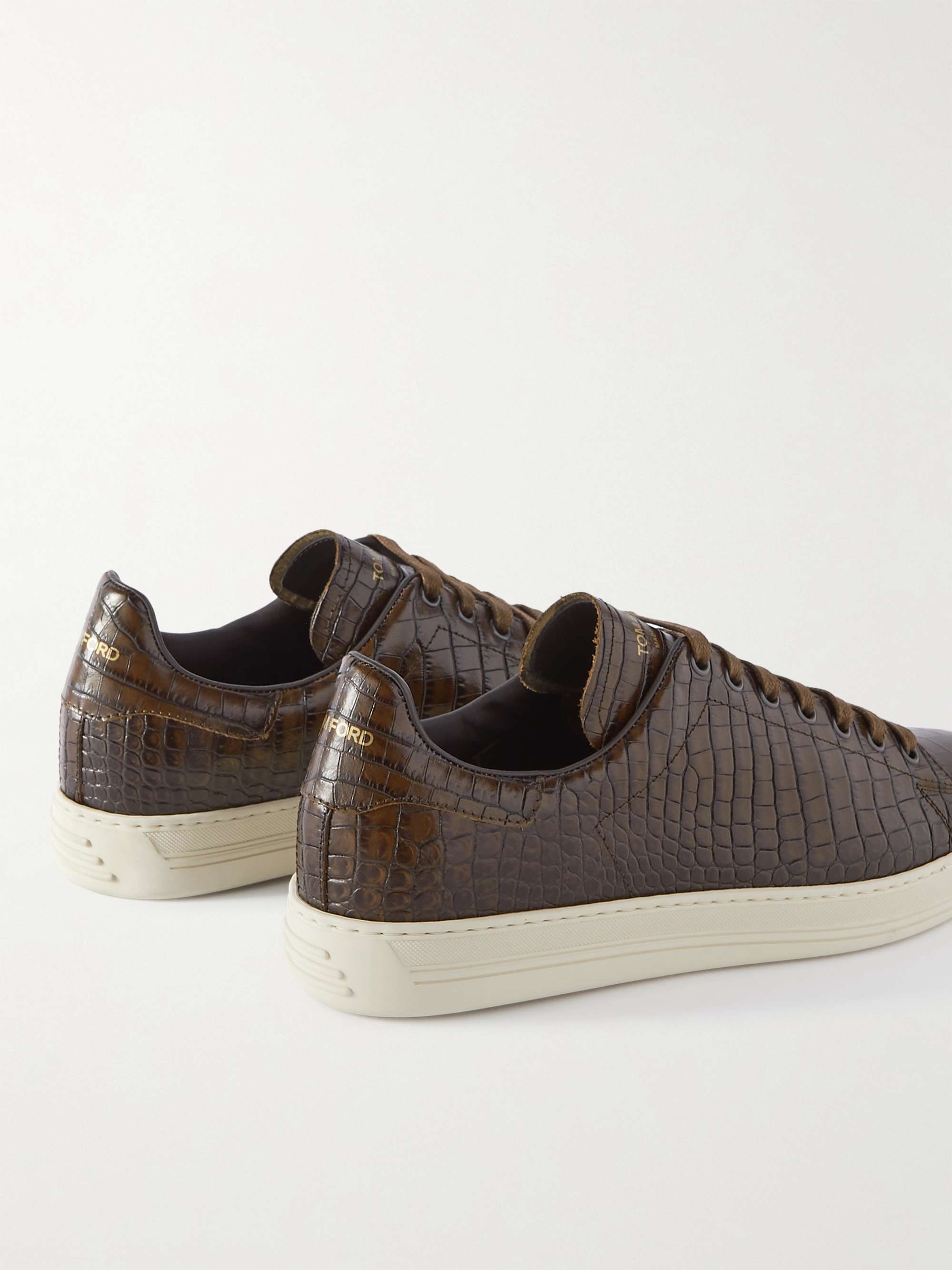 TOM FORD Warwick Croc-Effect Leather Sneakers
