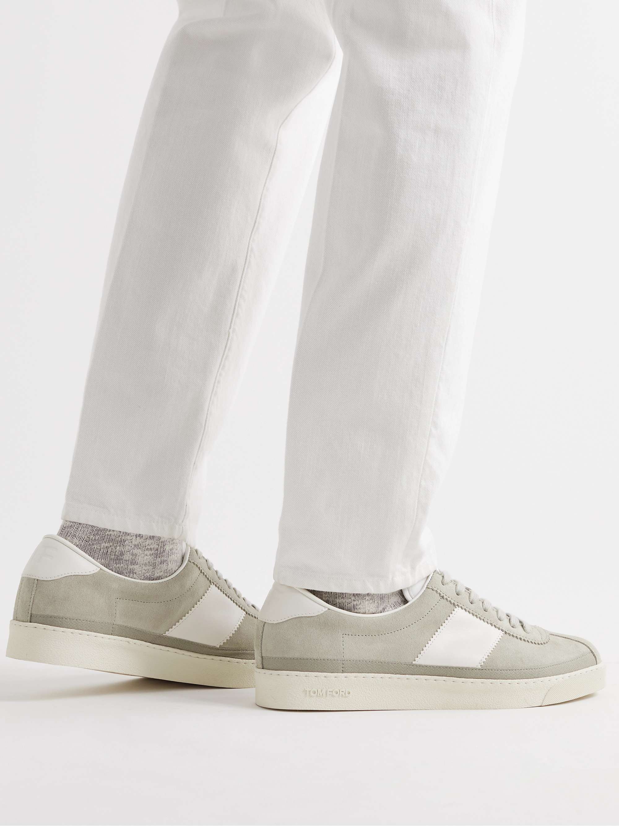 TOM FORD Bannister Leather-Trimmed Suede Sneakers