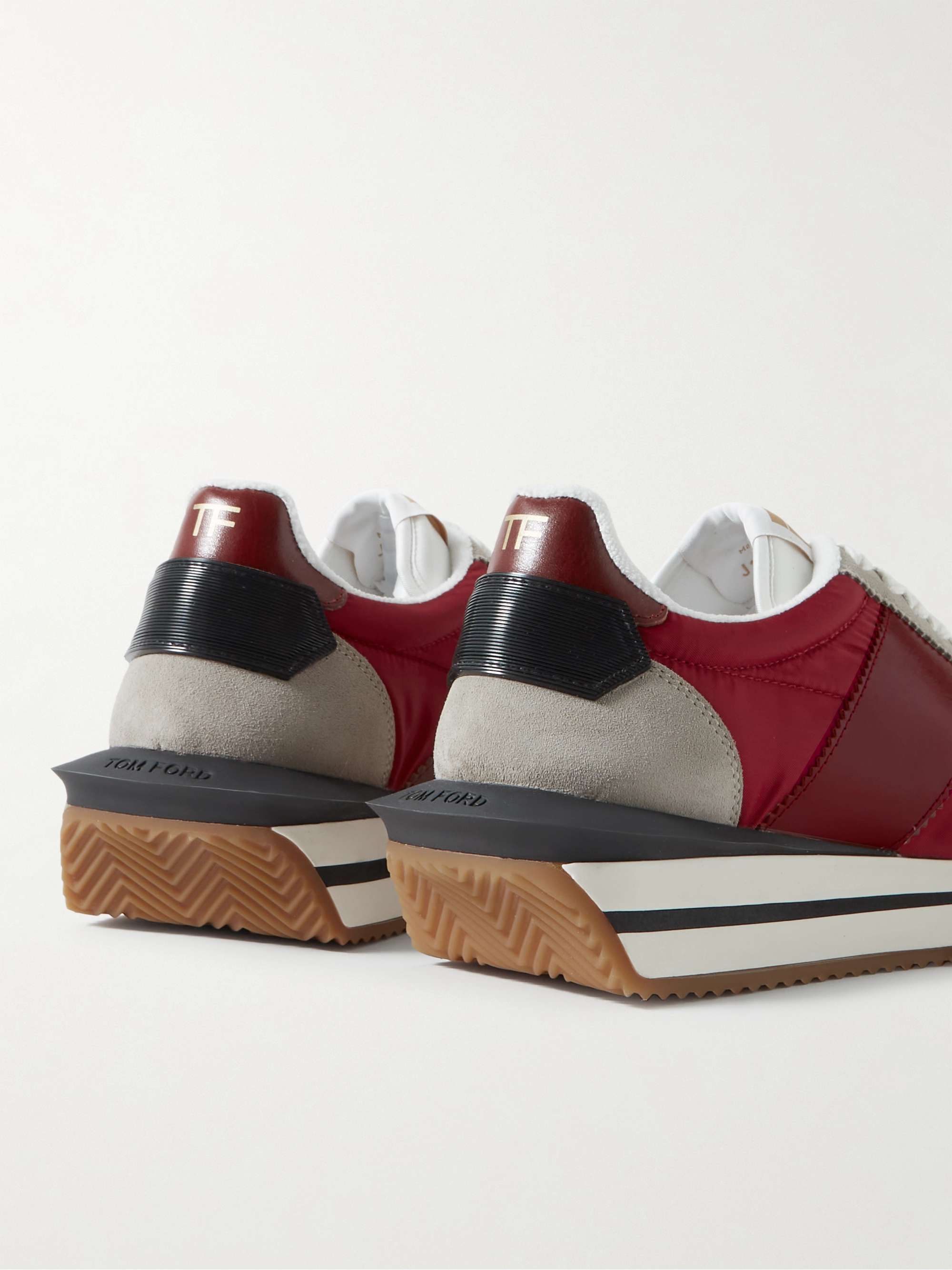 TOM FORD James Rubber-Trimmed Leather, Suede and Nylon Sneakers