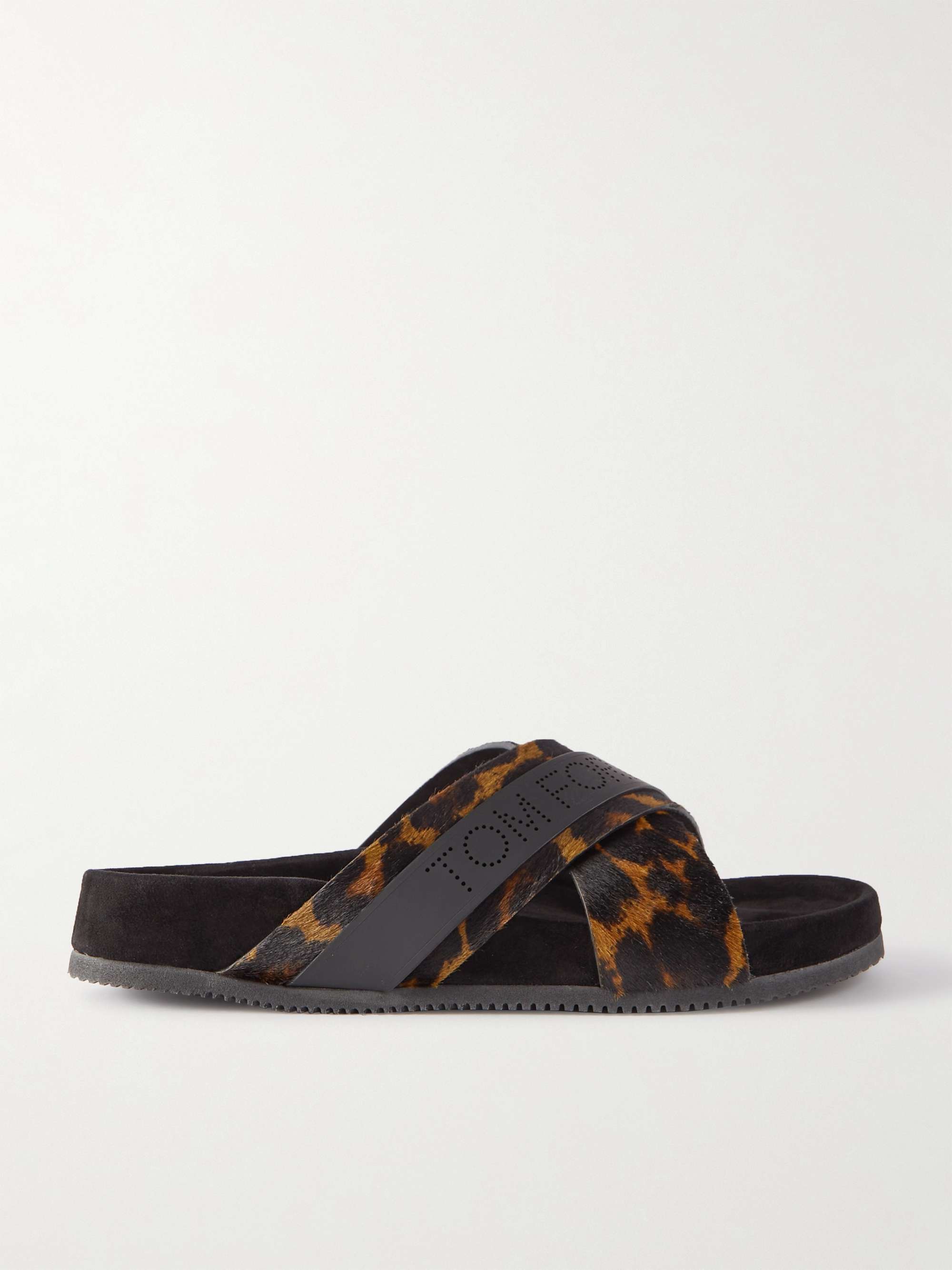 TOM FORD Wicklow Leopard-Print Calf Hair and Leather Slides