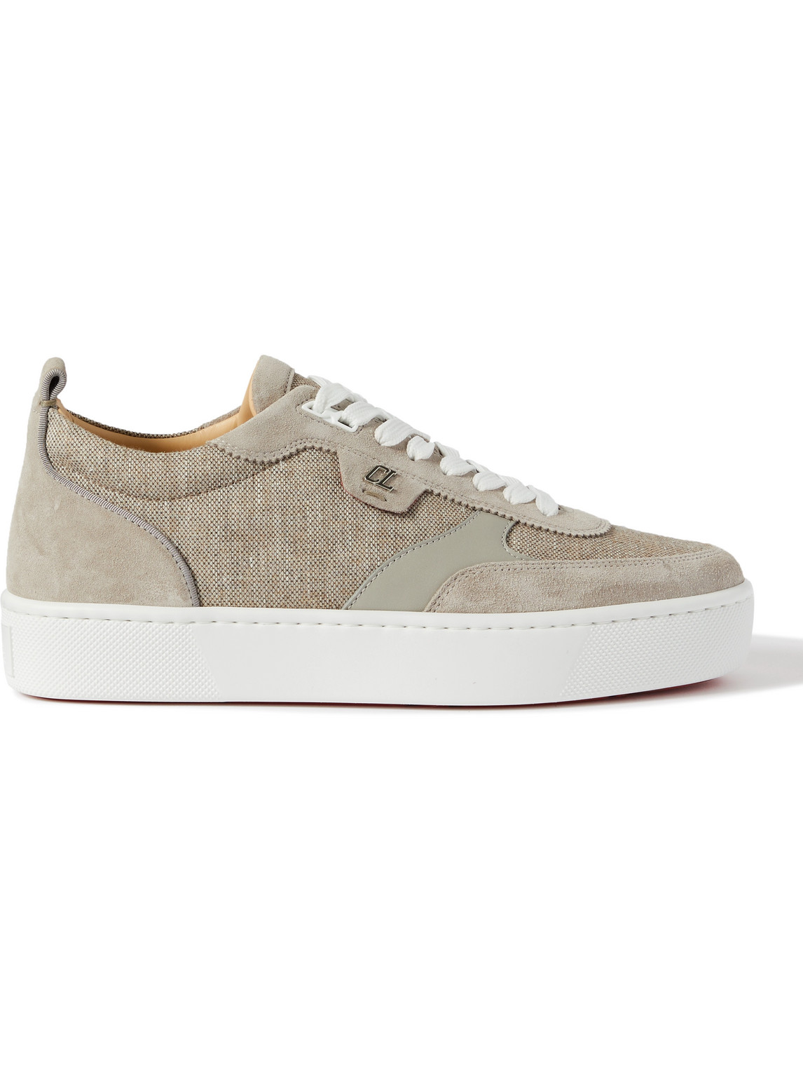 Happyrui Suede and Leather-Trimmed Canvas Sneakers