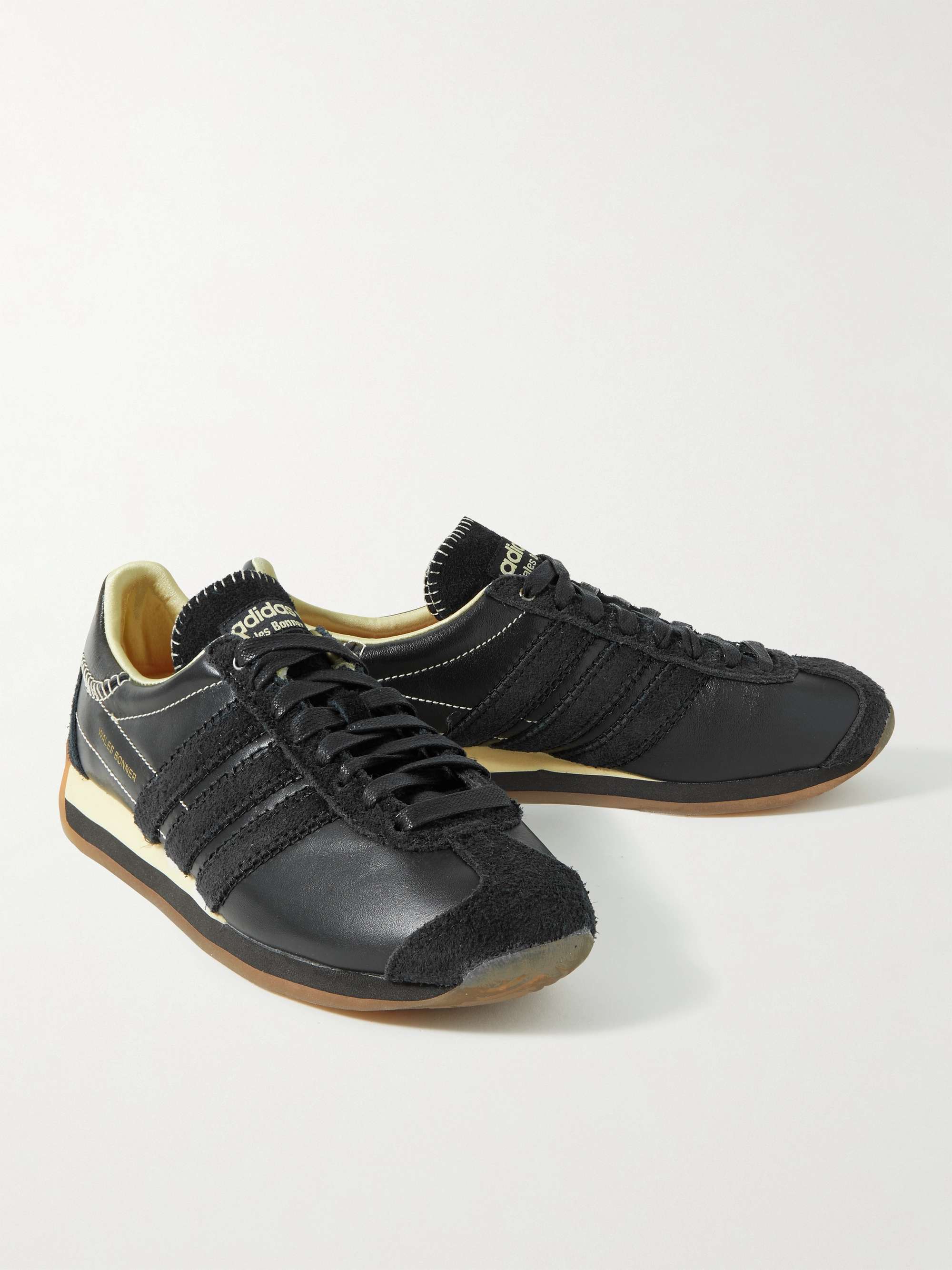 Black + Wales Bonner Suede-Trimmed Leather Sneakers | ADIDAS CONSORTIUM