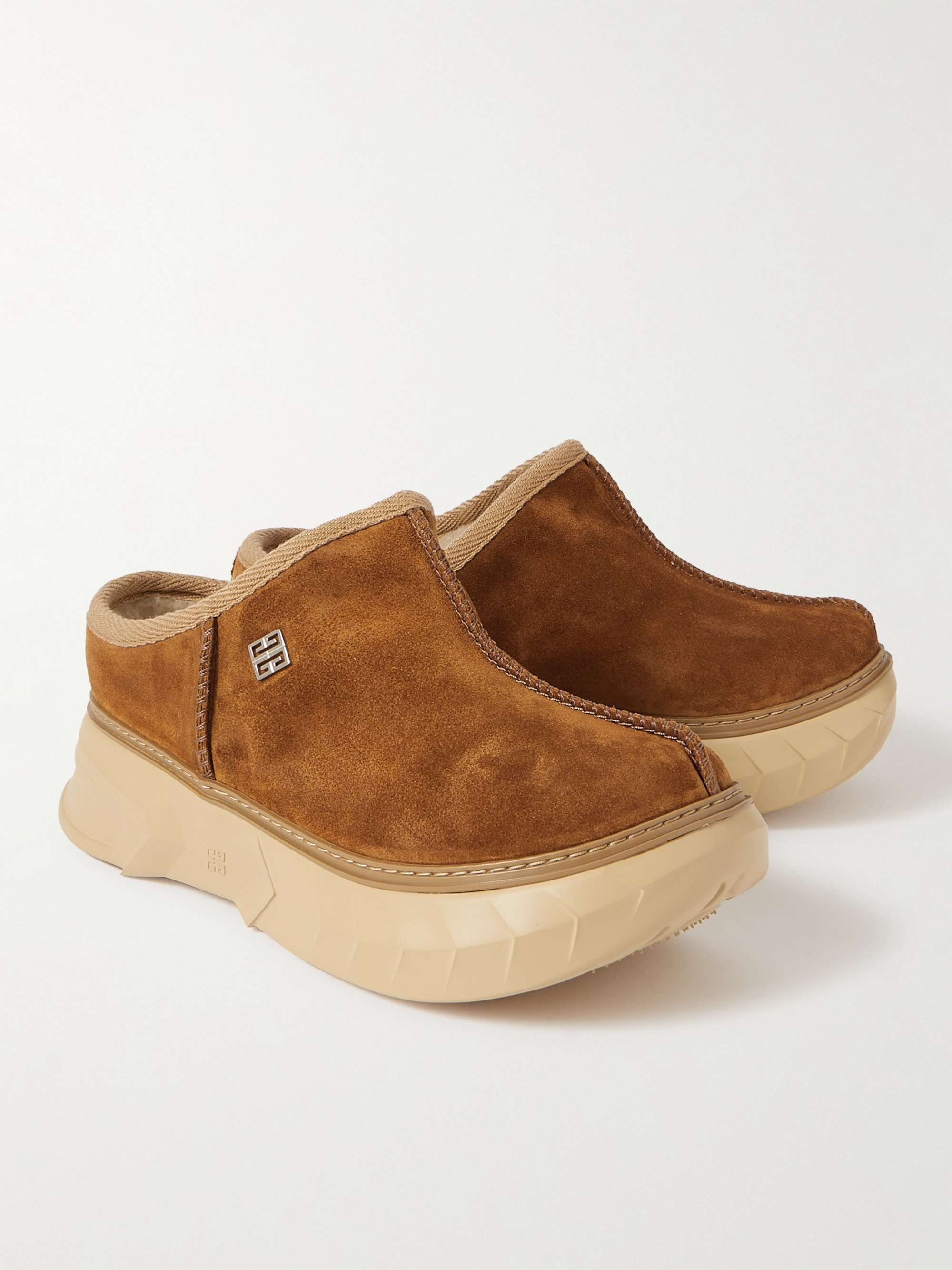 GIVENCHY Winter Mallow Faux Shearling-Lined Suede Mules