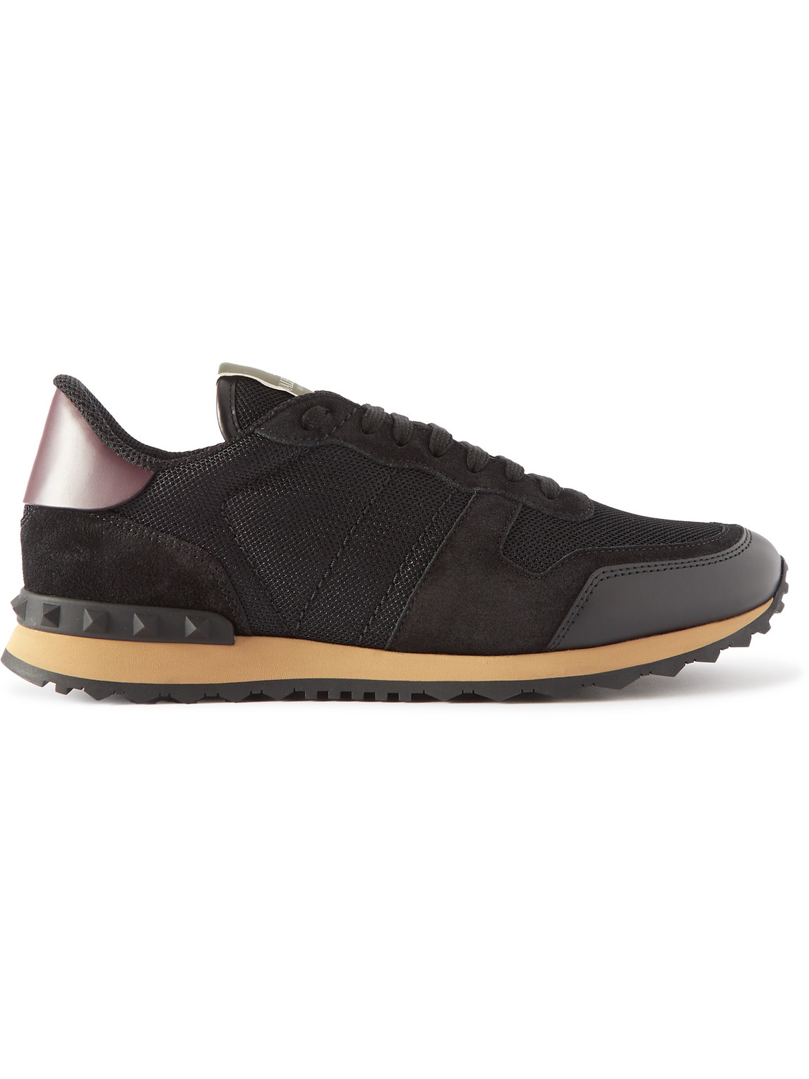 Valentino Garavani Rockrunner Leather-Trimmed Suede and Mesh Sneakers