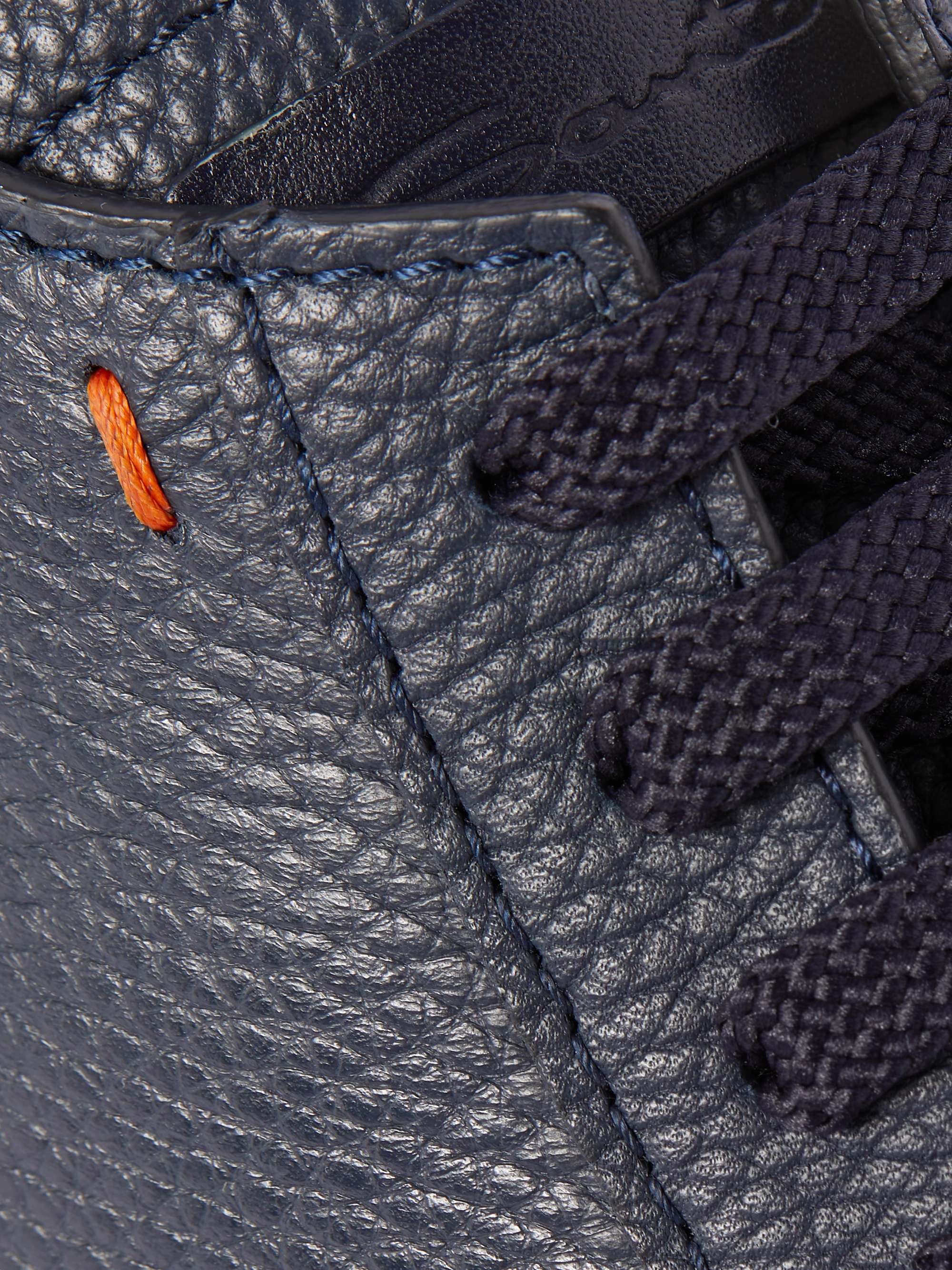 SANTONI Full-Grain Leather Sneakers