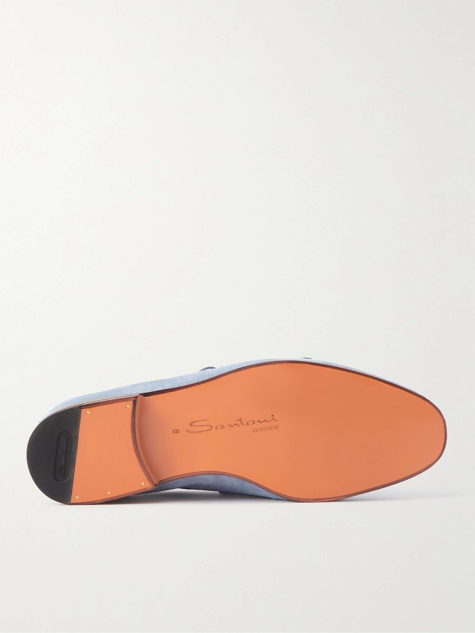SANTONI Suede Monk-Strap Shoes