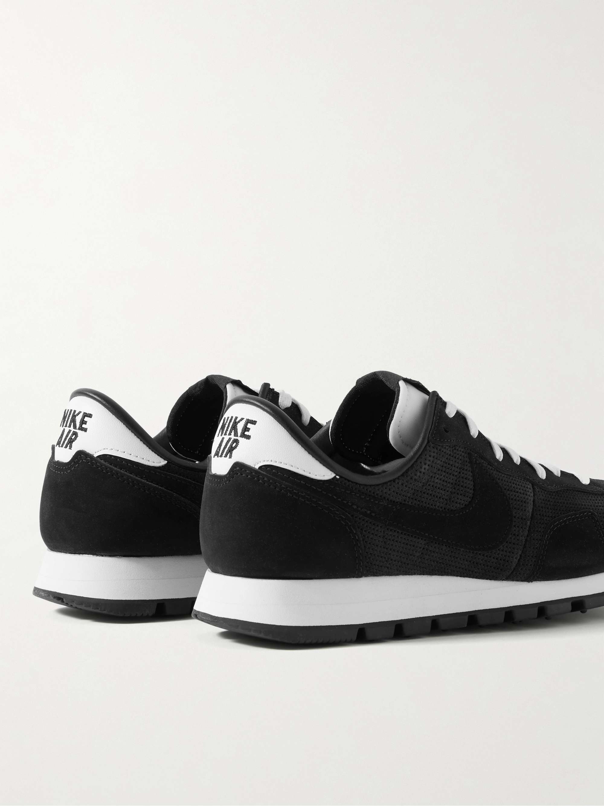 NIKE Air Pegasus 83 Leather-Trimmed Perforated Suede Sneakers
