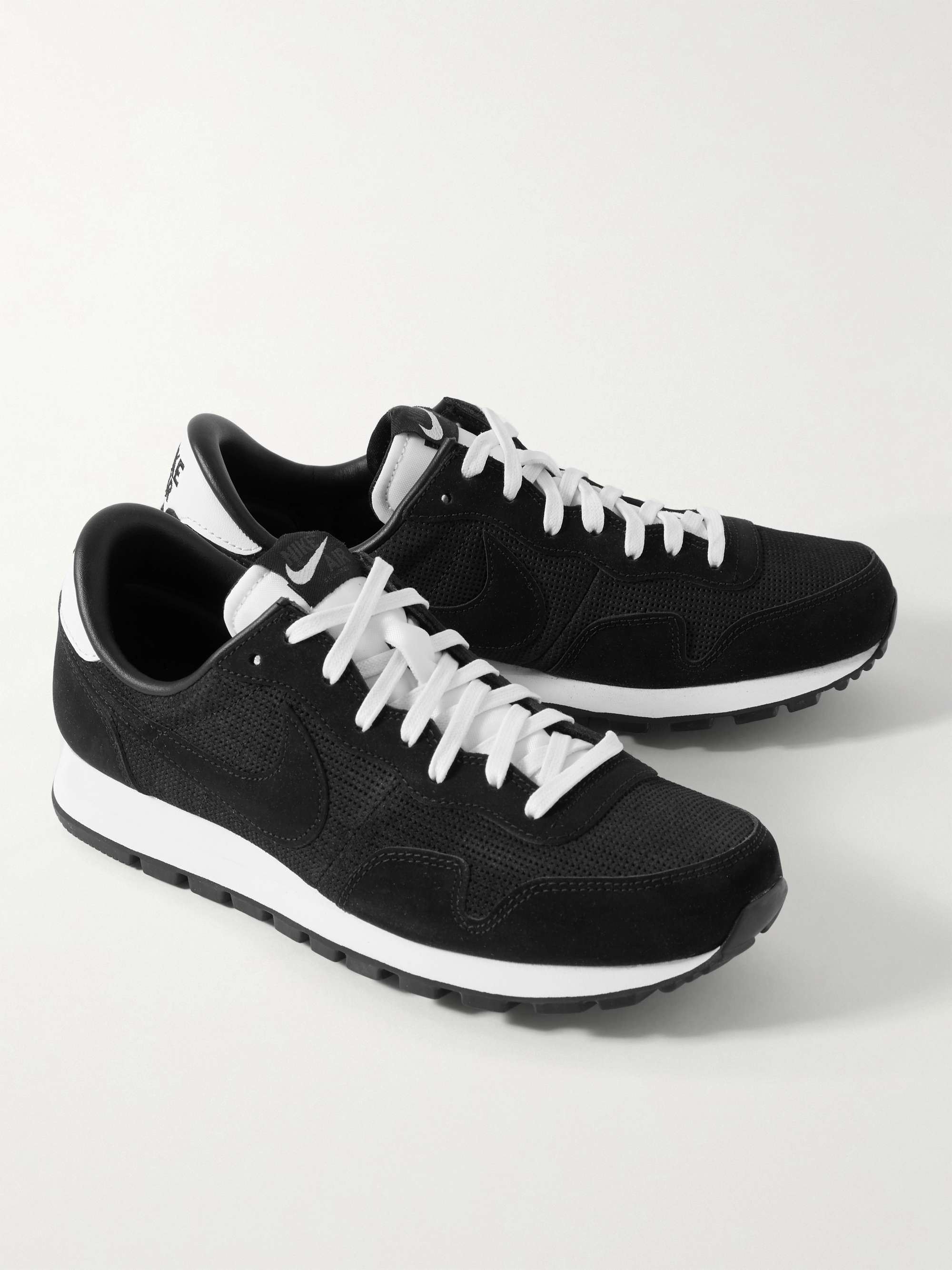 NIKE Air Pegasus 83 Leather-Trimmed Perforated Suede Sneakers