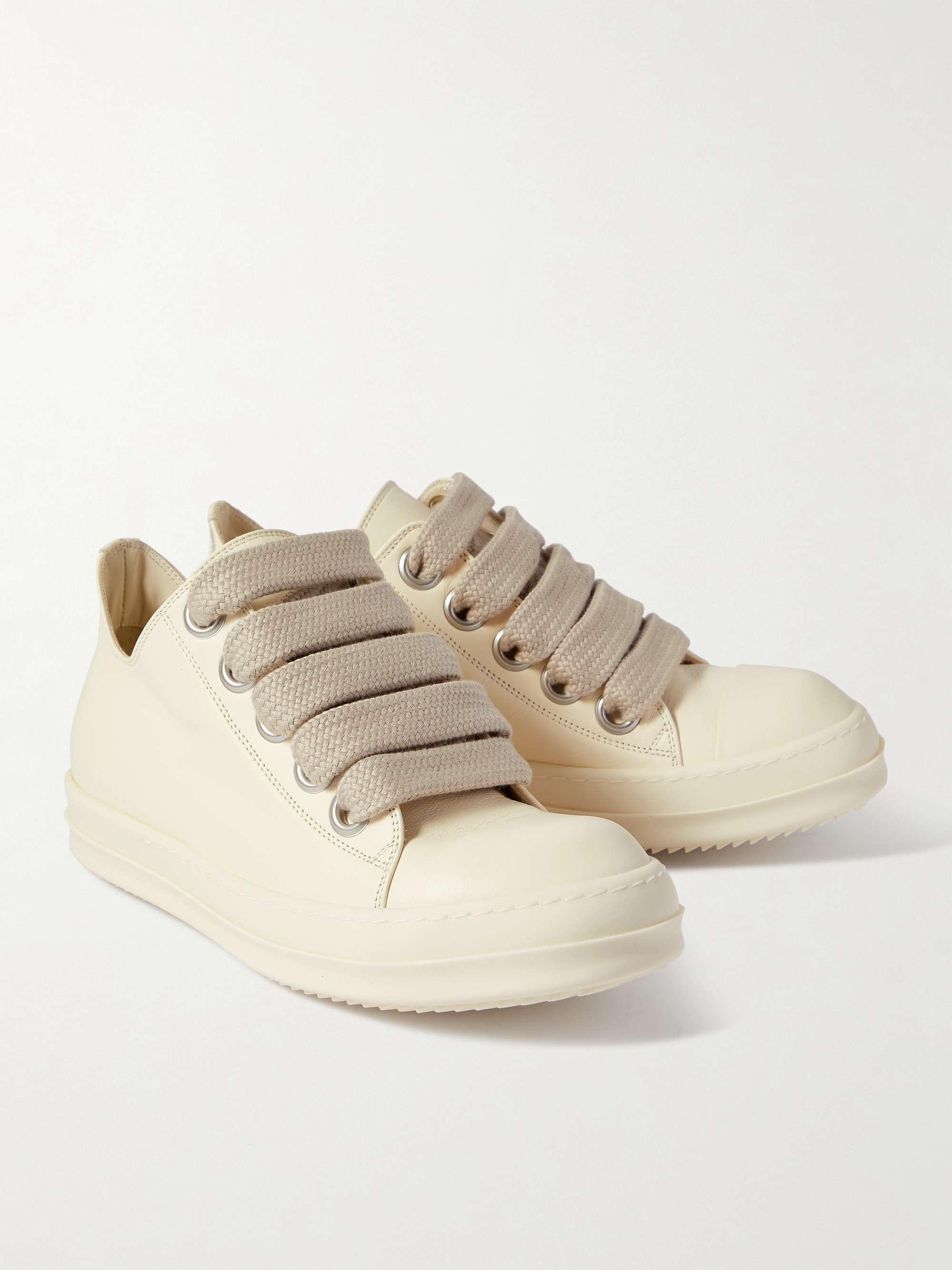 RICK OWENS Rubber-Trimmed Leather Sneakers