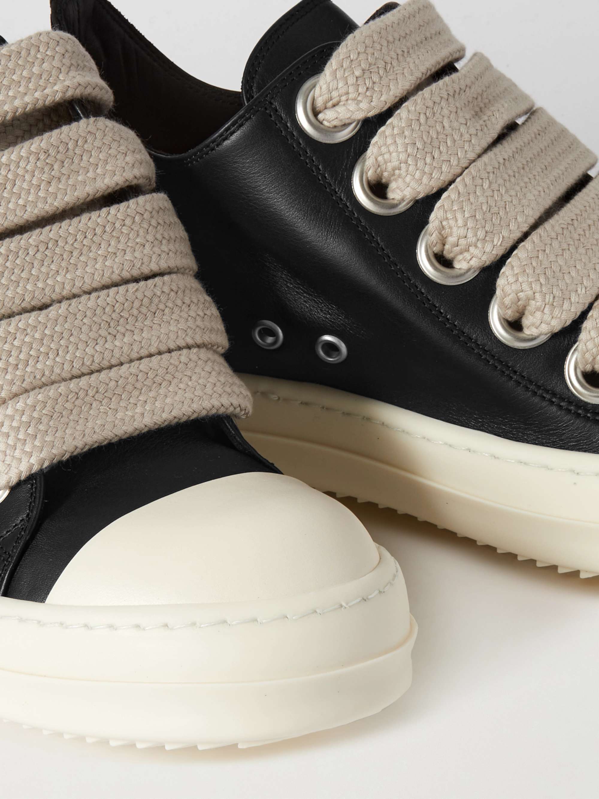 RICK OWENS Rubber-Trimmed Leather Sneakers