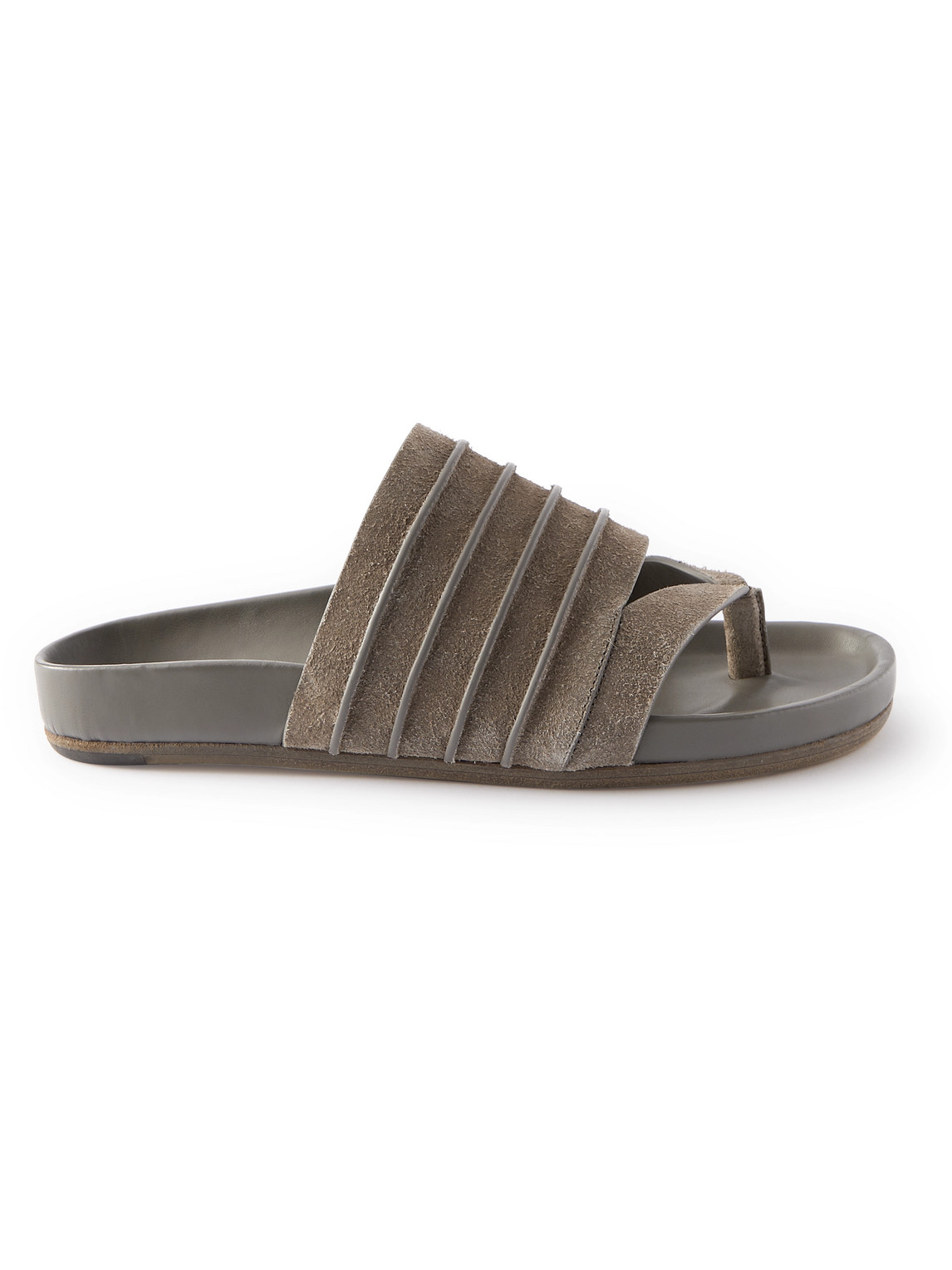 Ruhlmann Granola Ribbed Suede-Trimmed Leather Sandals